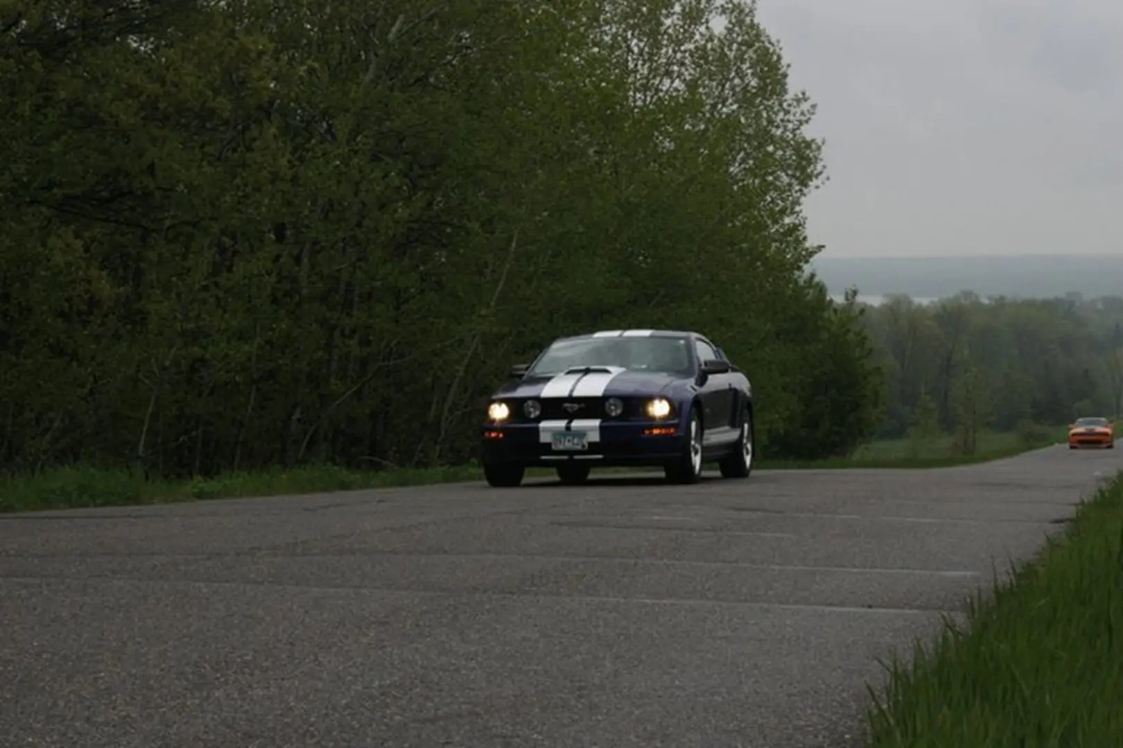 Classic vehicle with racing stripes