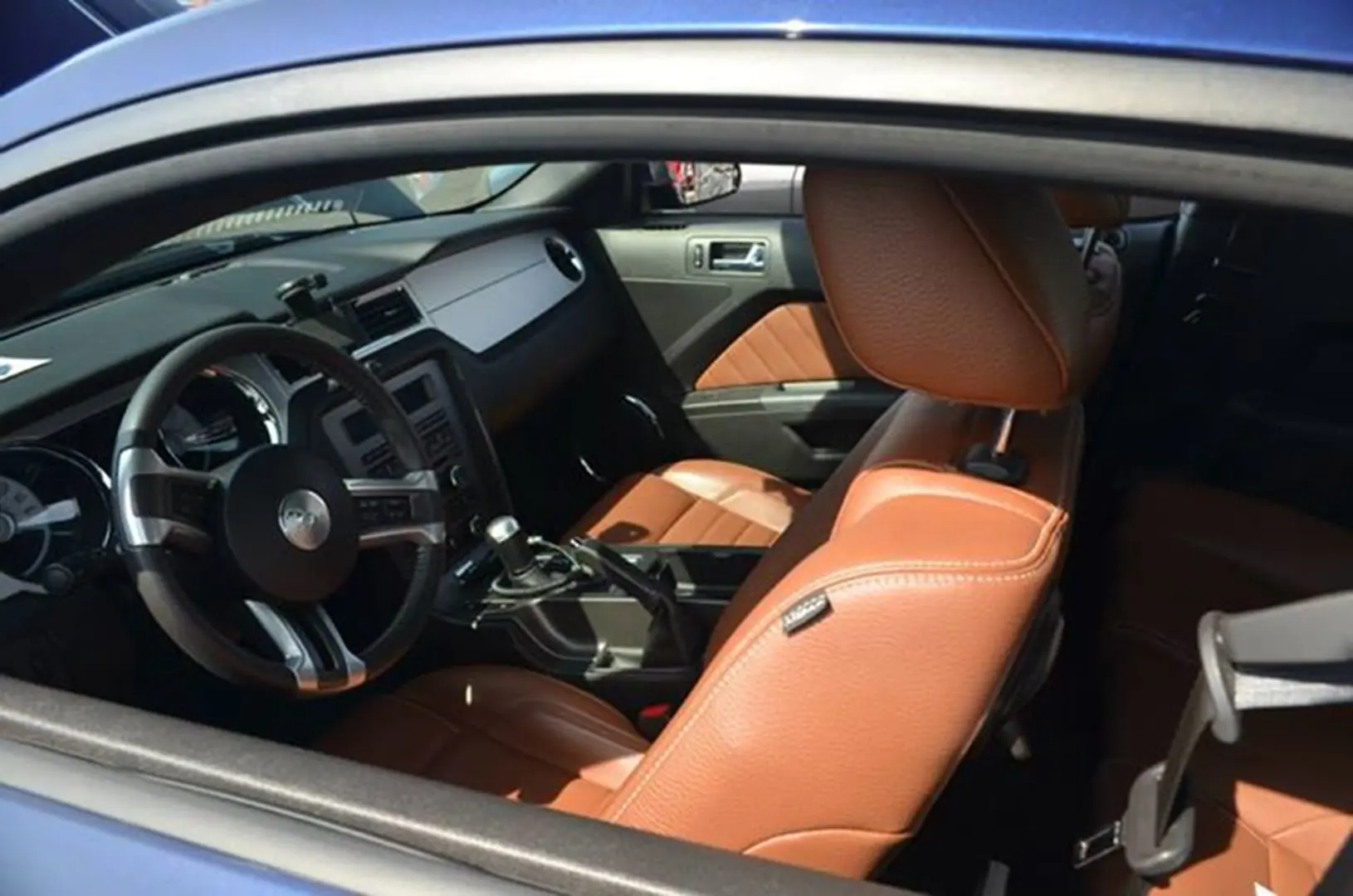Car interior with brown leather seats