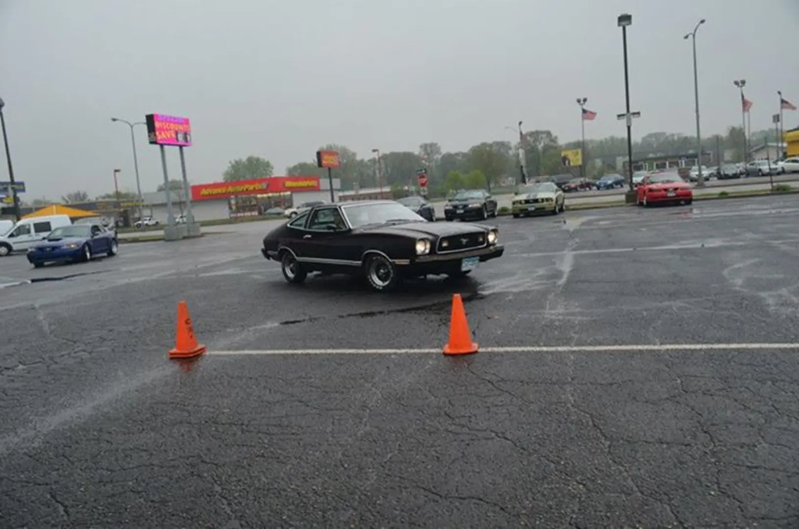 Classic car in parking lot