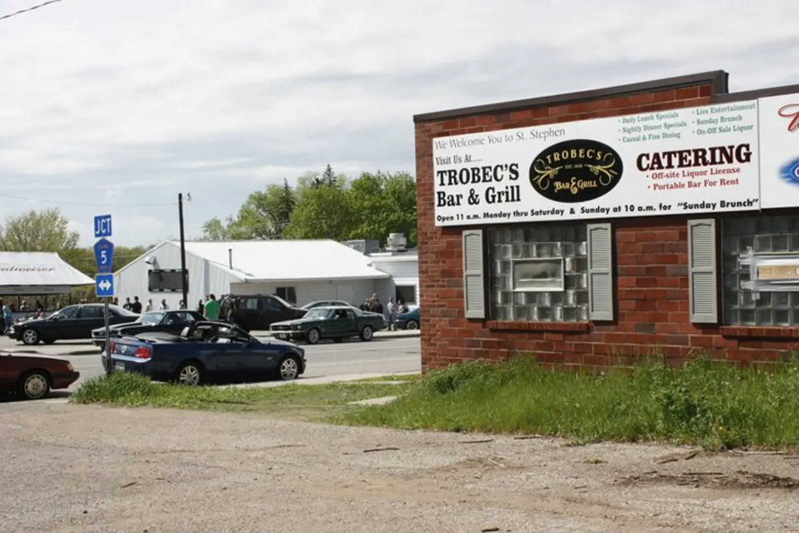 Bar and grill with parking lot