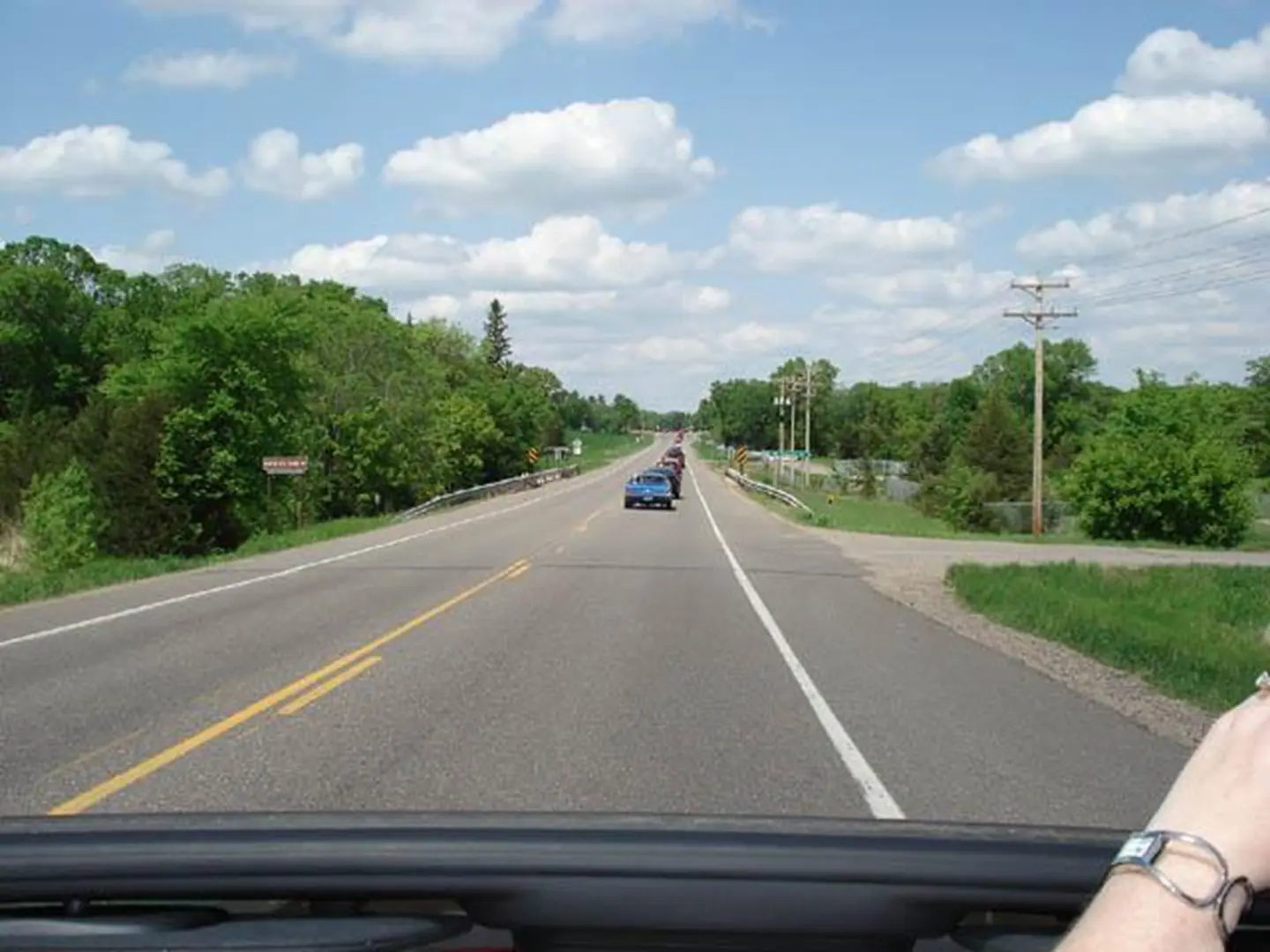 Scenic drive through lush green landscape