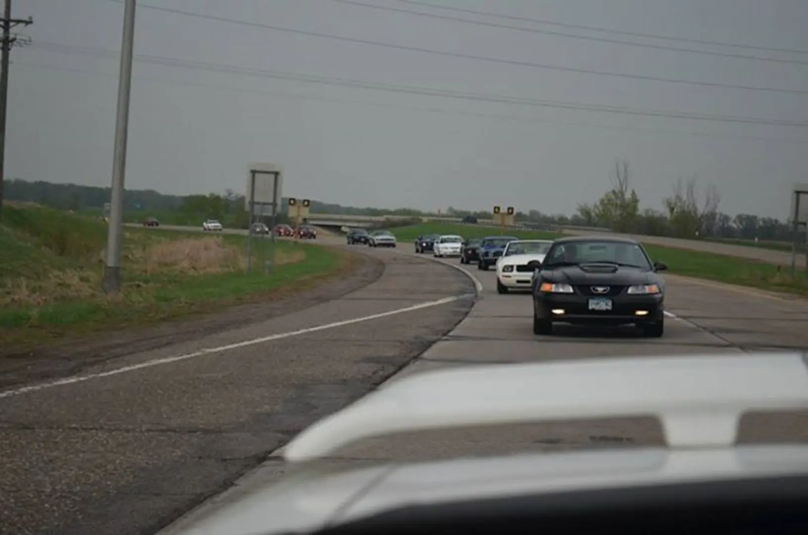 Vehicles traveling on a cloudy day