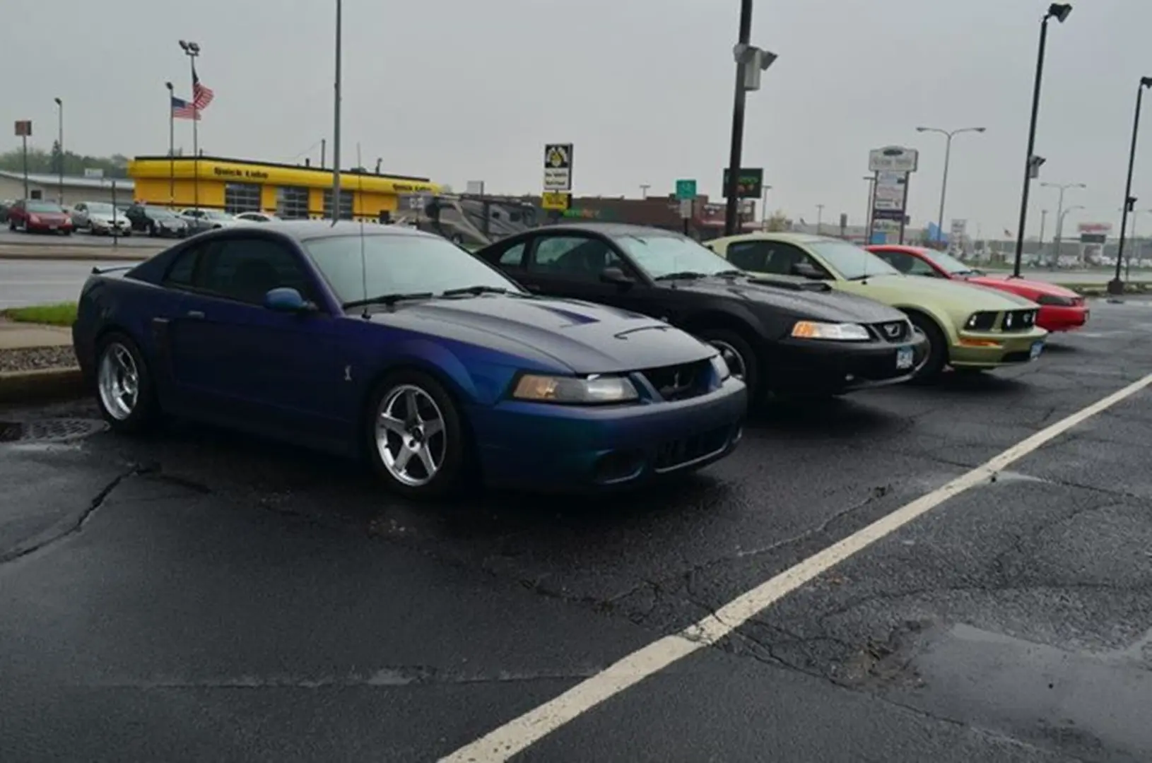 Sports cars parked in a row
