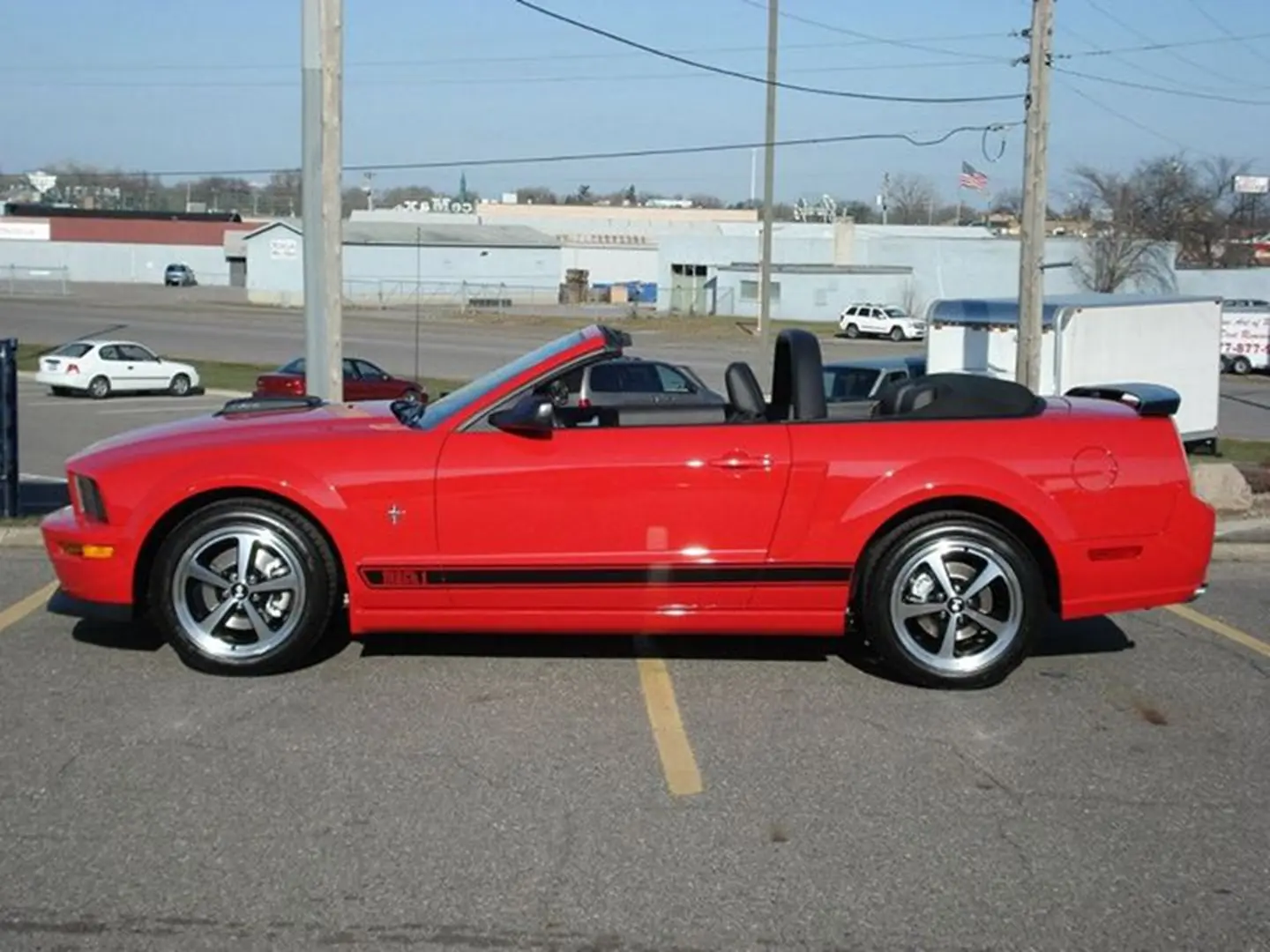 Red sports car with top down