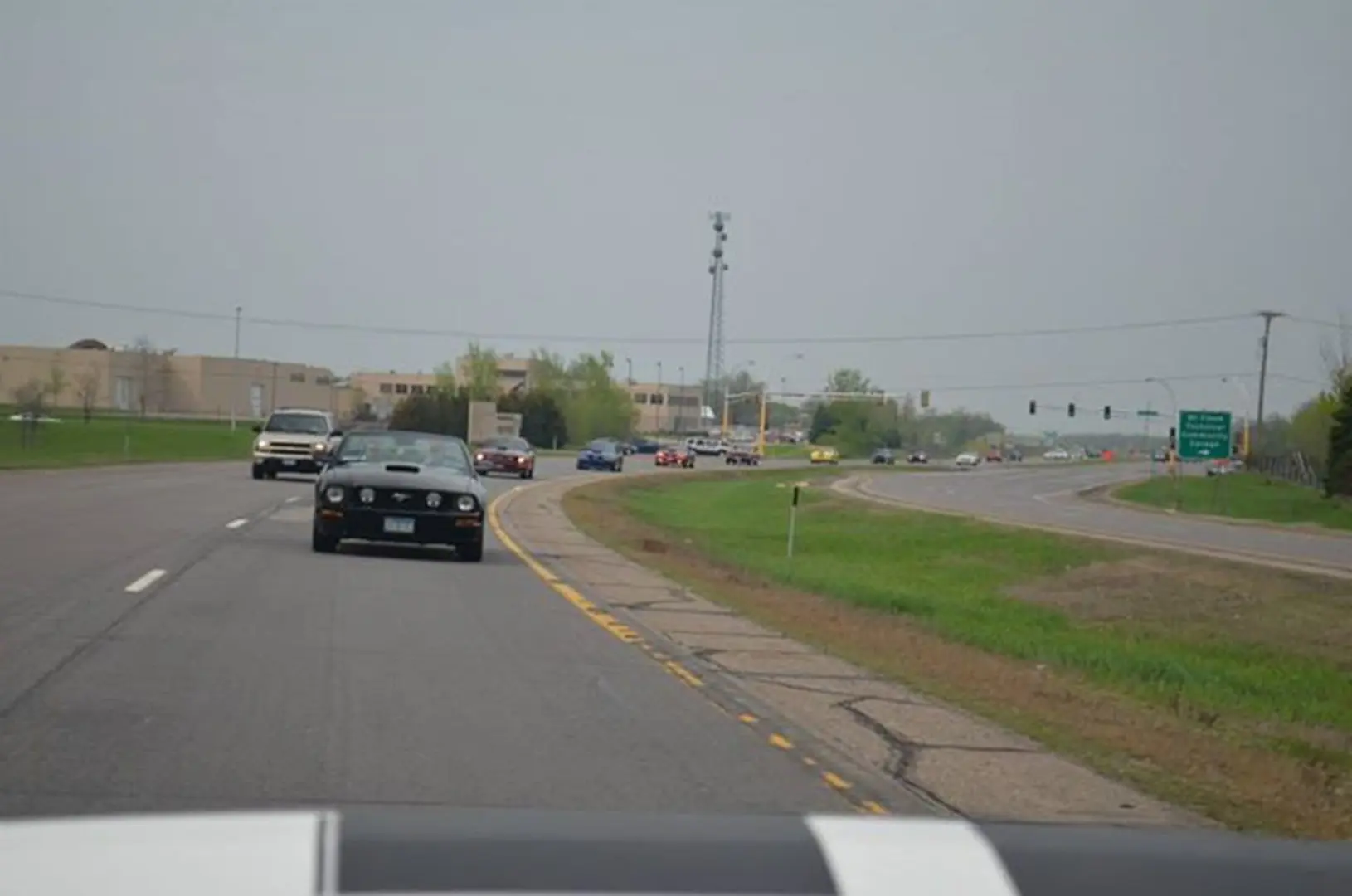 Overcast day with cars on the road
