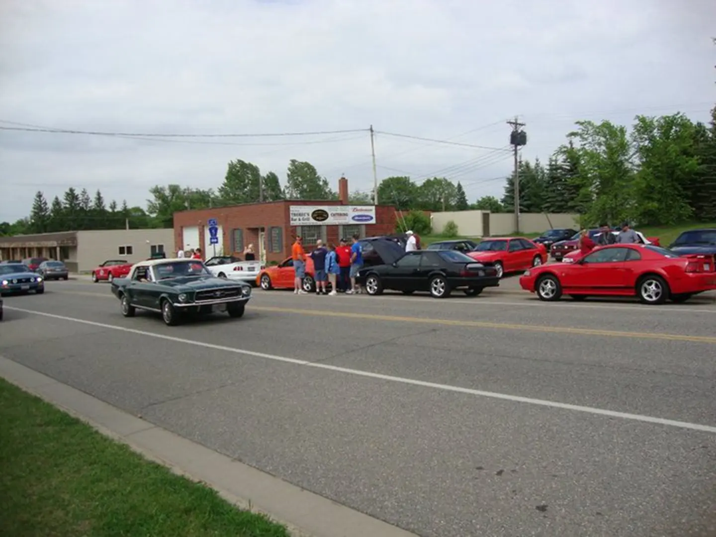 Vintage car meetup in small town