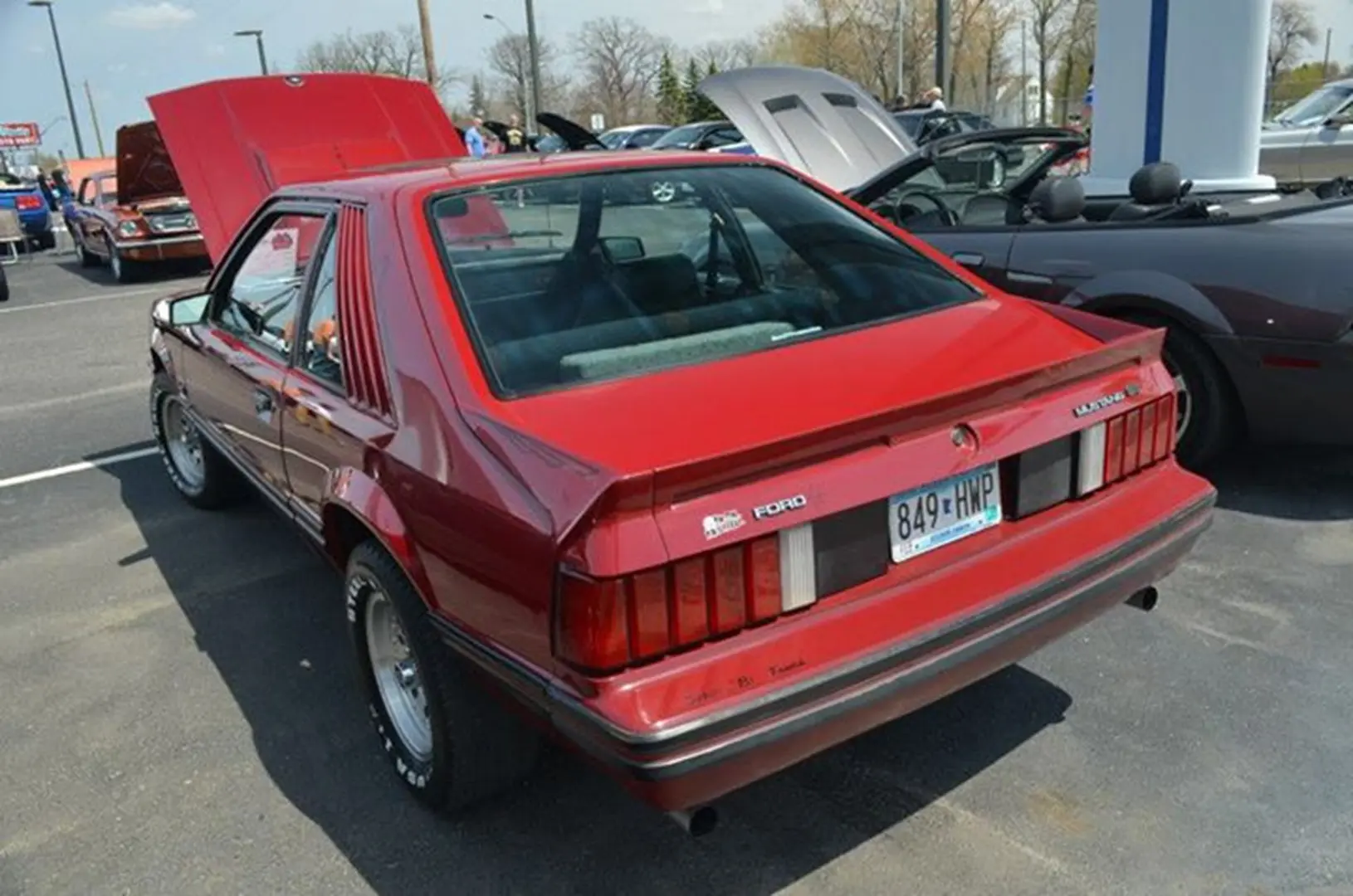 Rear view of a red sports car