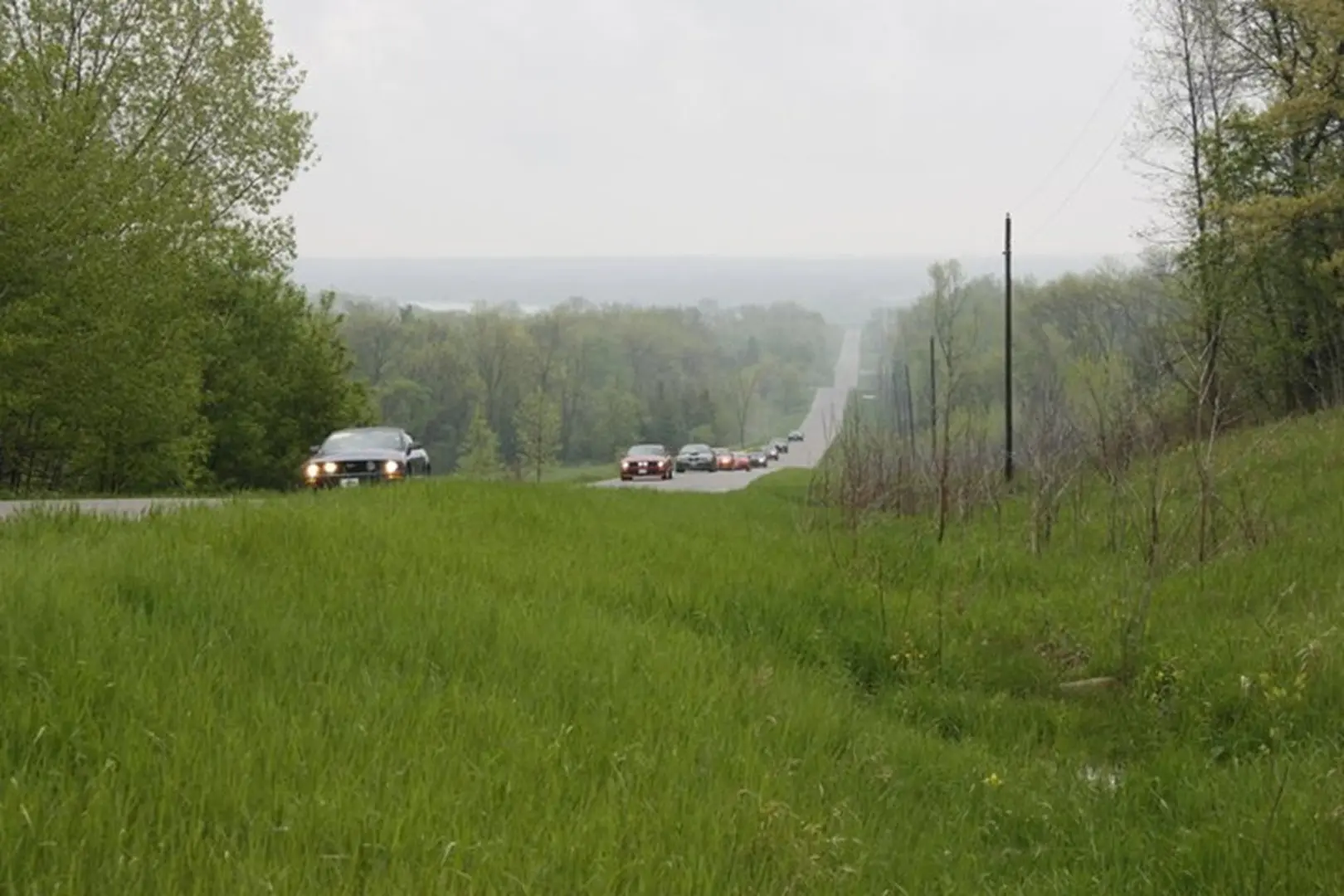 Cars driving on a rural road