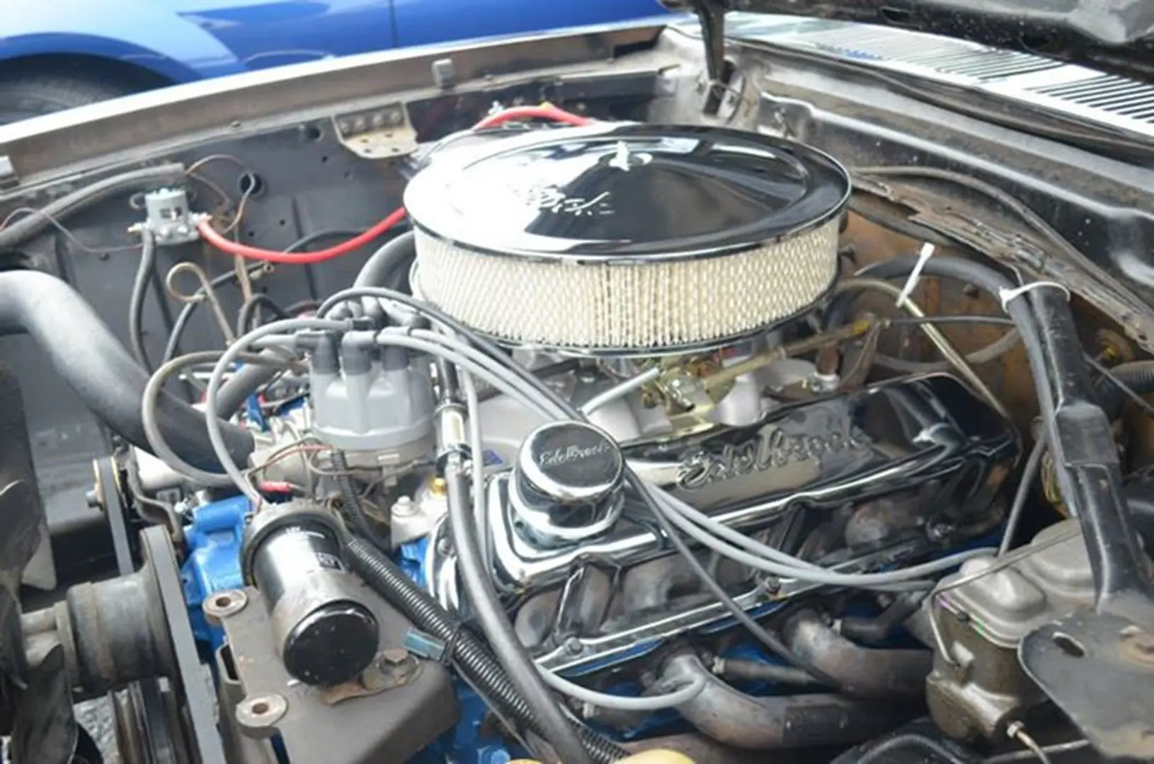V8 engine with visible components