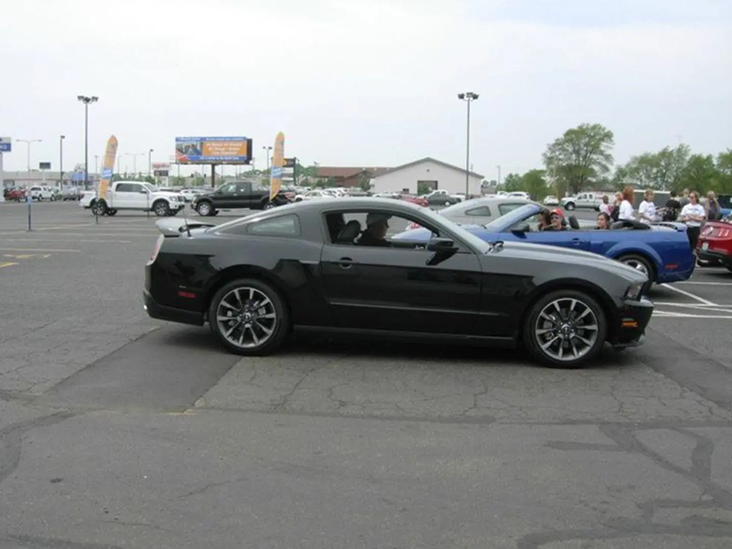 Sports car in parking lot