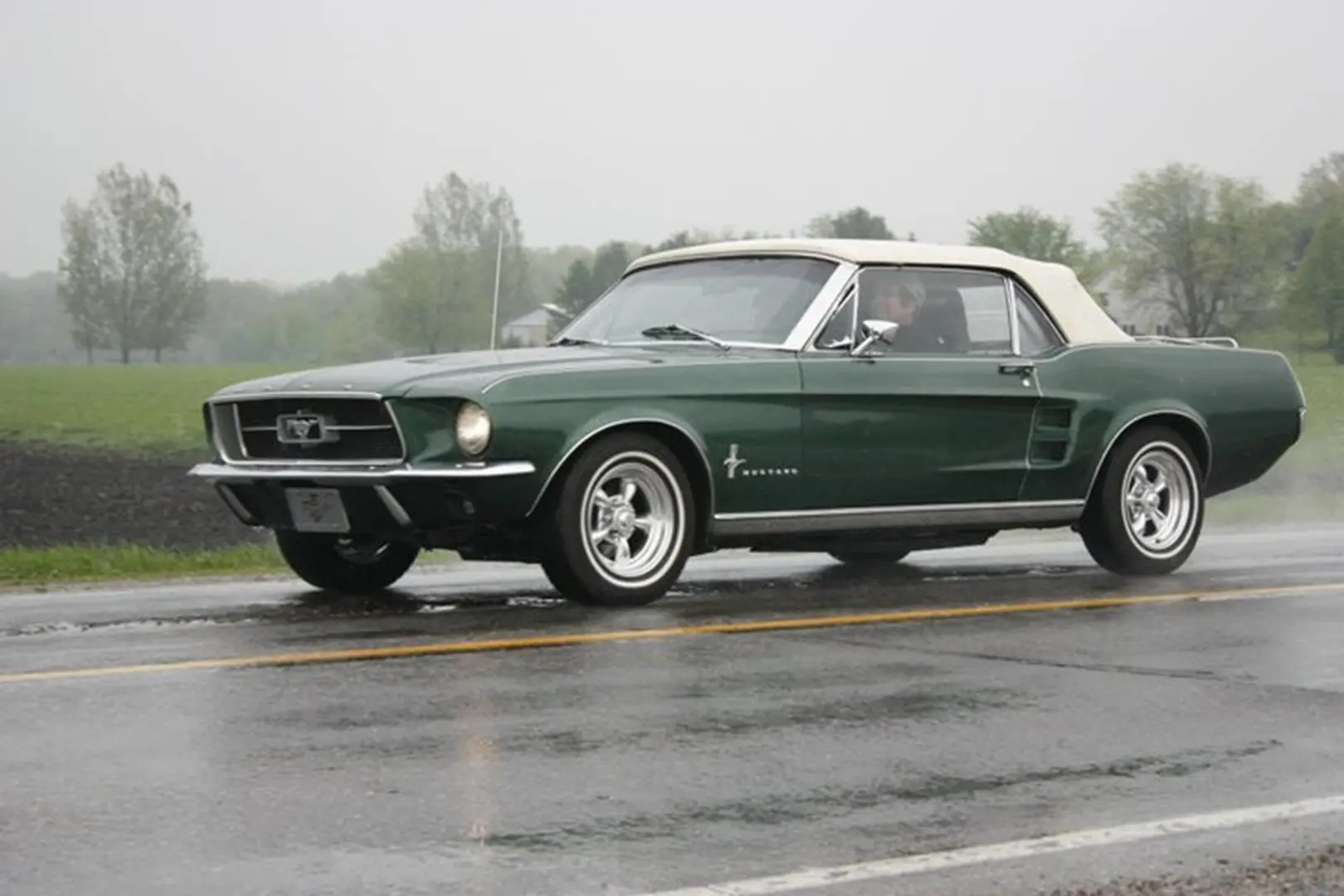 1960s Mustang with white roof