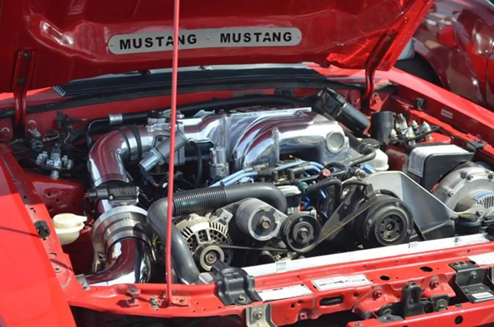 Performance car engine close-up