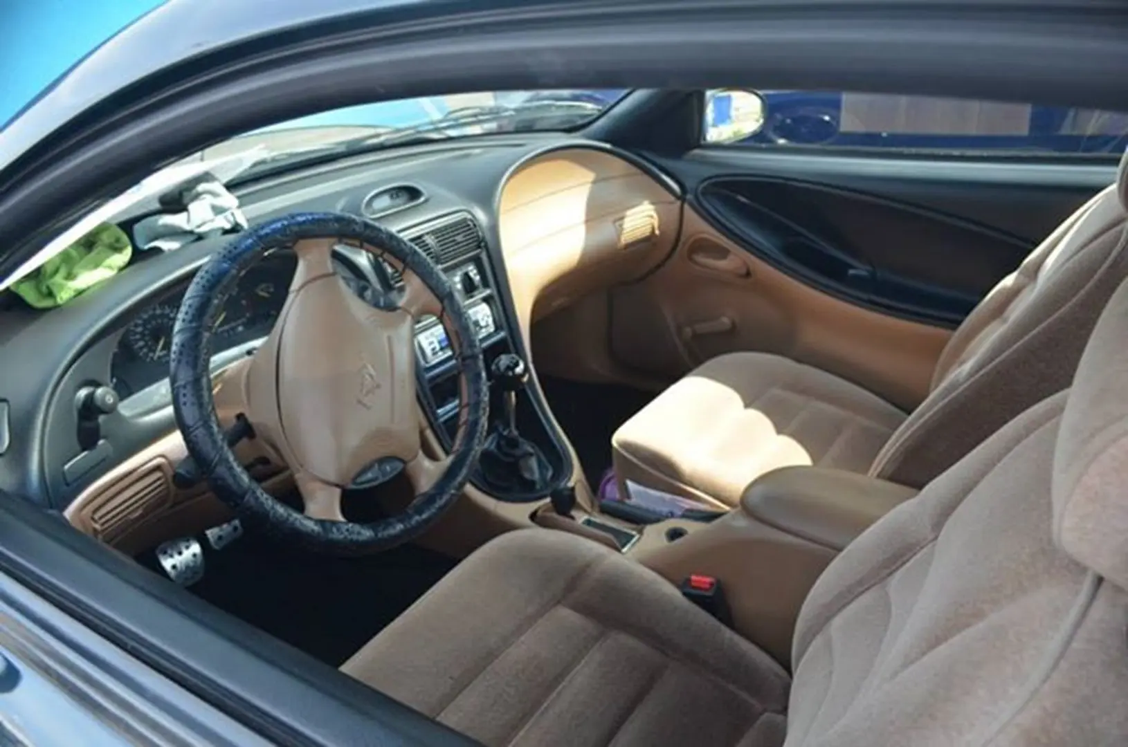 Car interior with tan upholstery