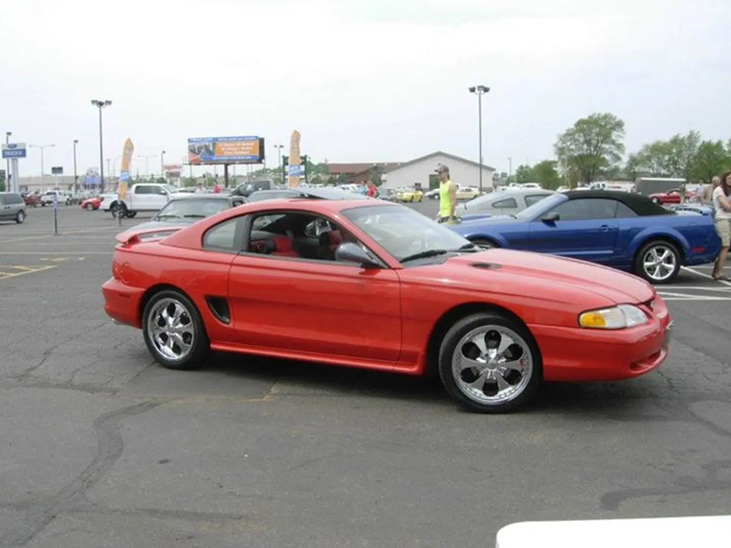 Classic red coupe on display