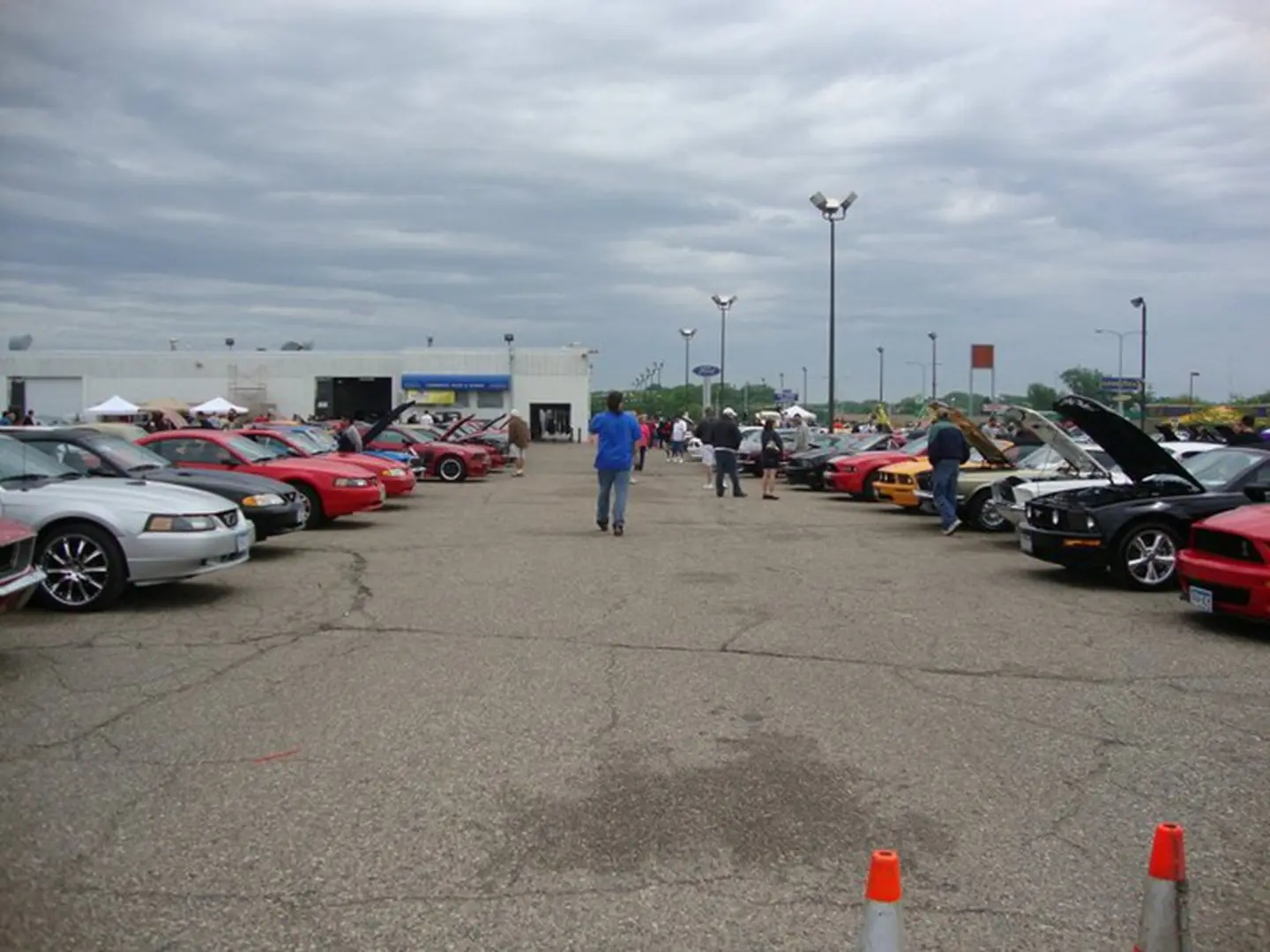 Car show with parked vehicles