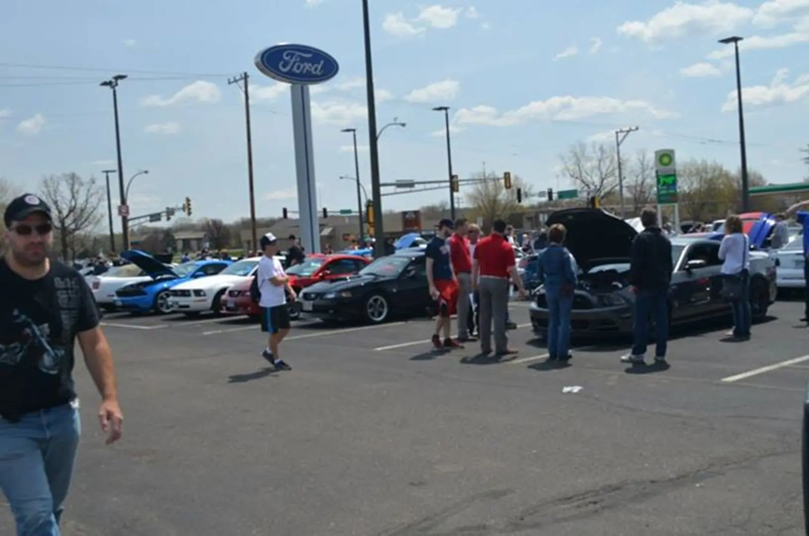 Sunny day car gathering with spectators