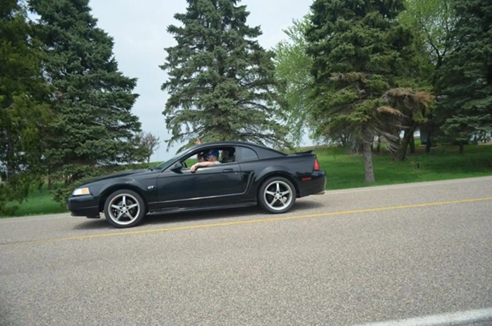 Side view of a sleek black car