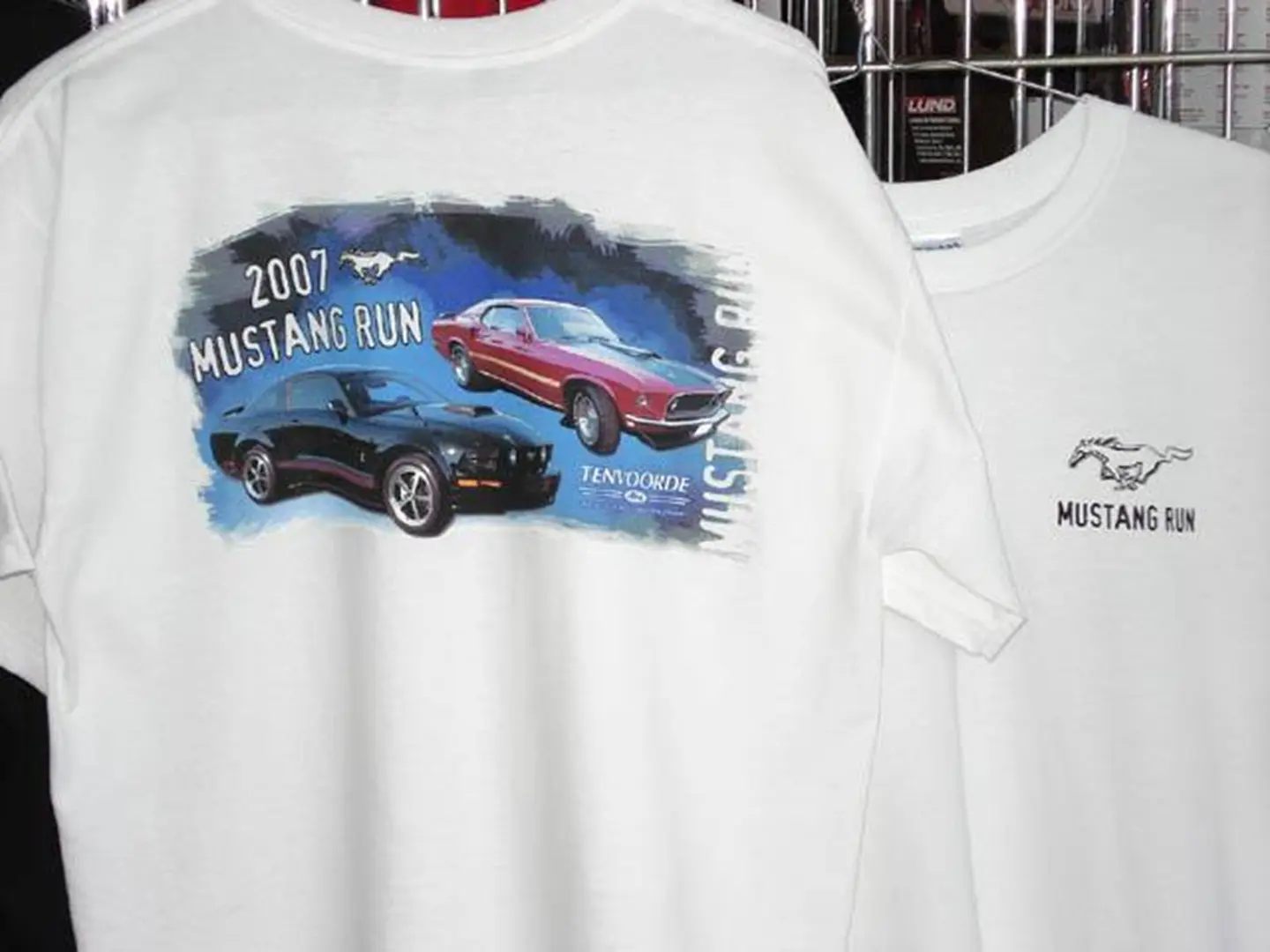 Classic and modern Mustang cars