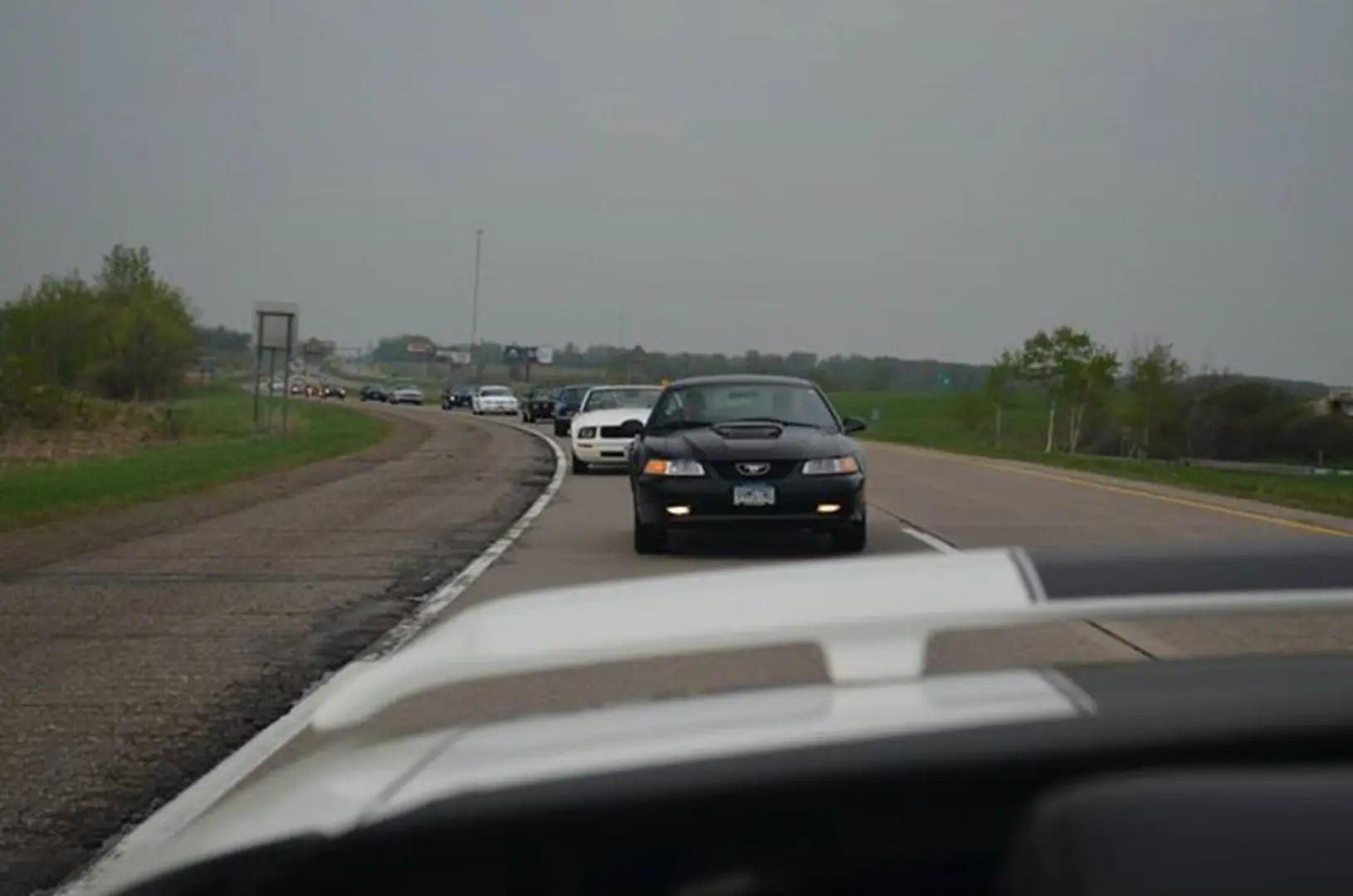 Vehicles in a line on the road