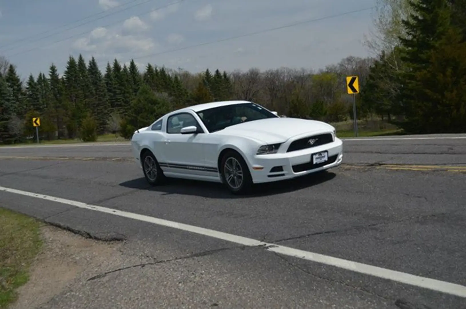 Mustang parked on a country road