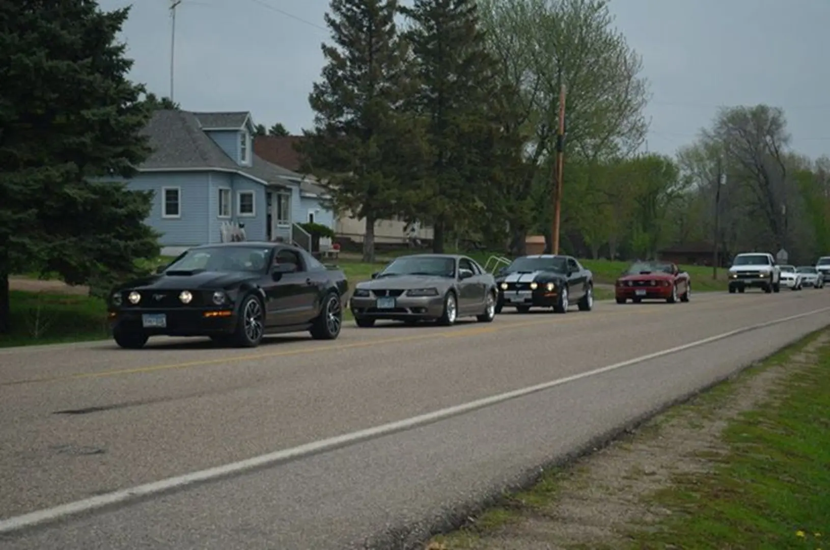 Cars driving on residential street