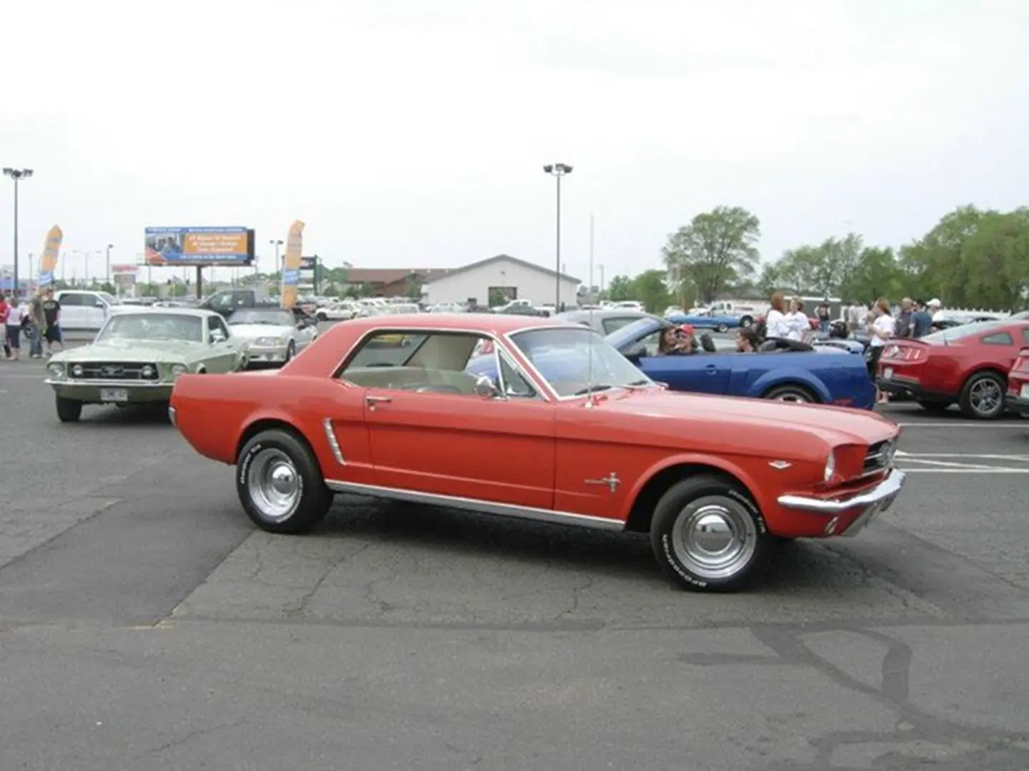 Red vintage car at a car show