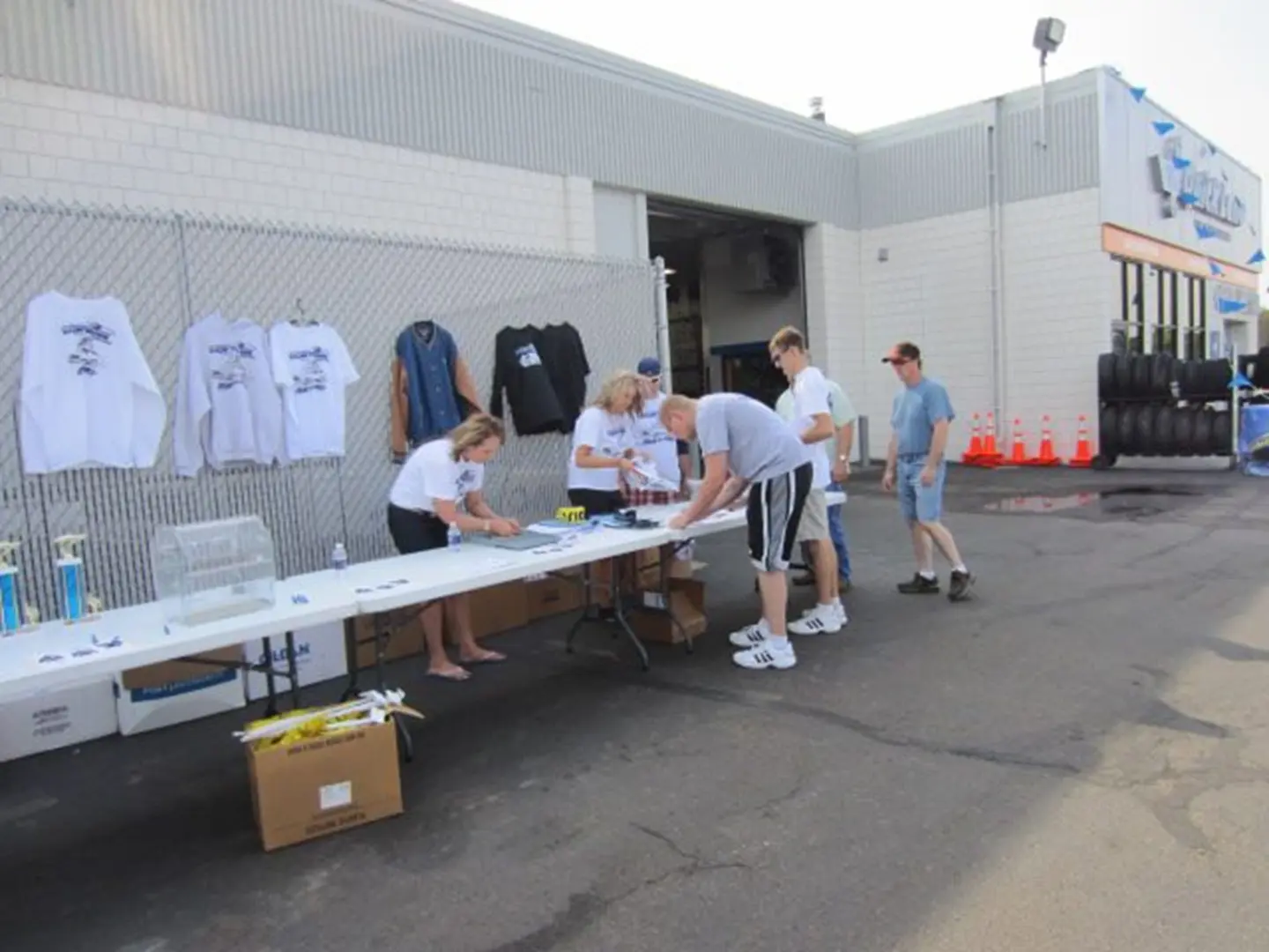 Outdoor event registration table setup