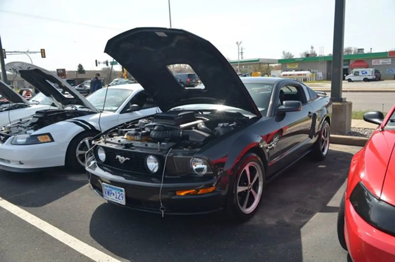 Sports car in parking lot