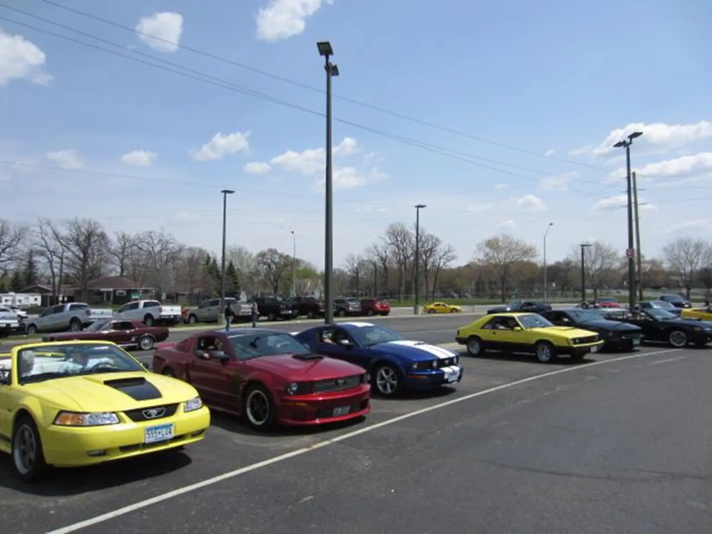 Bright cars in outdoor parking area