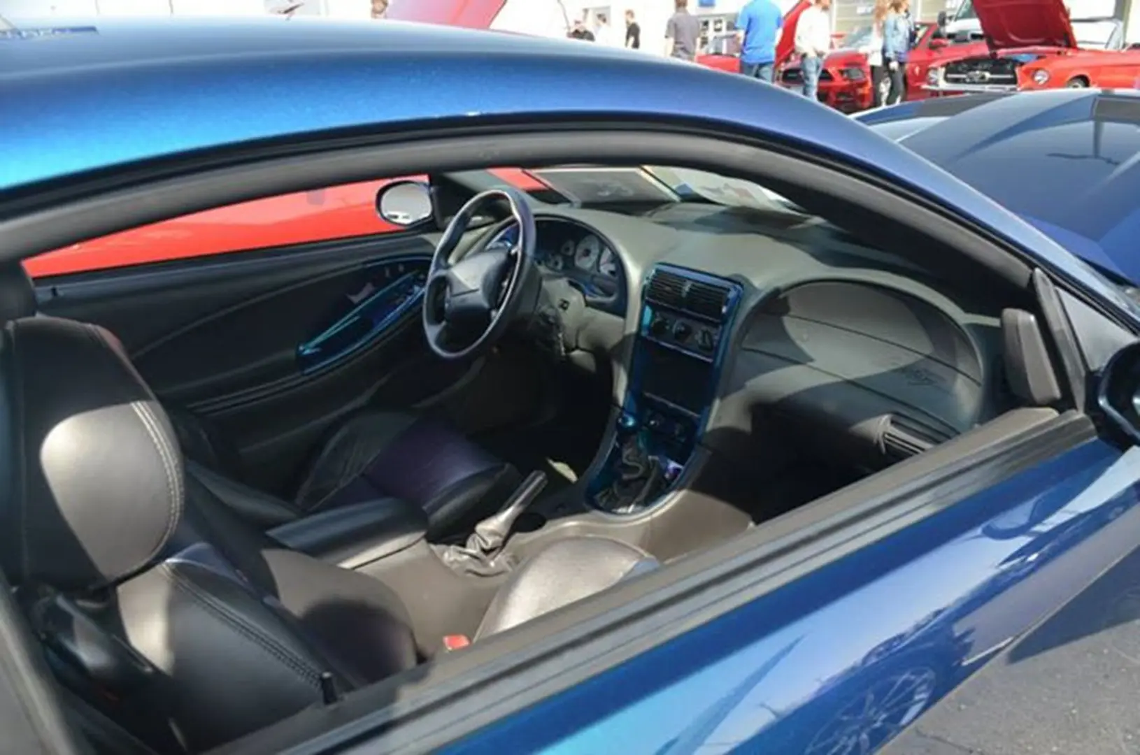 Car interior with black leather seats