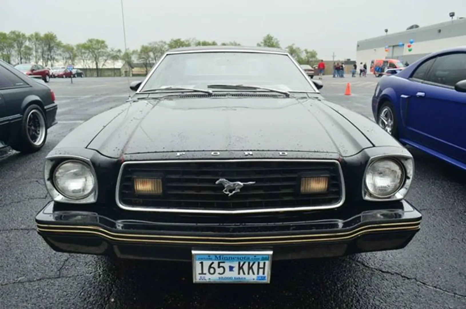 Classic black Mustang front view