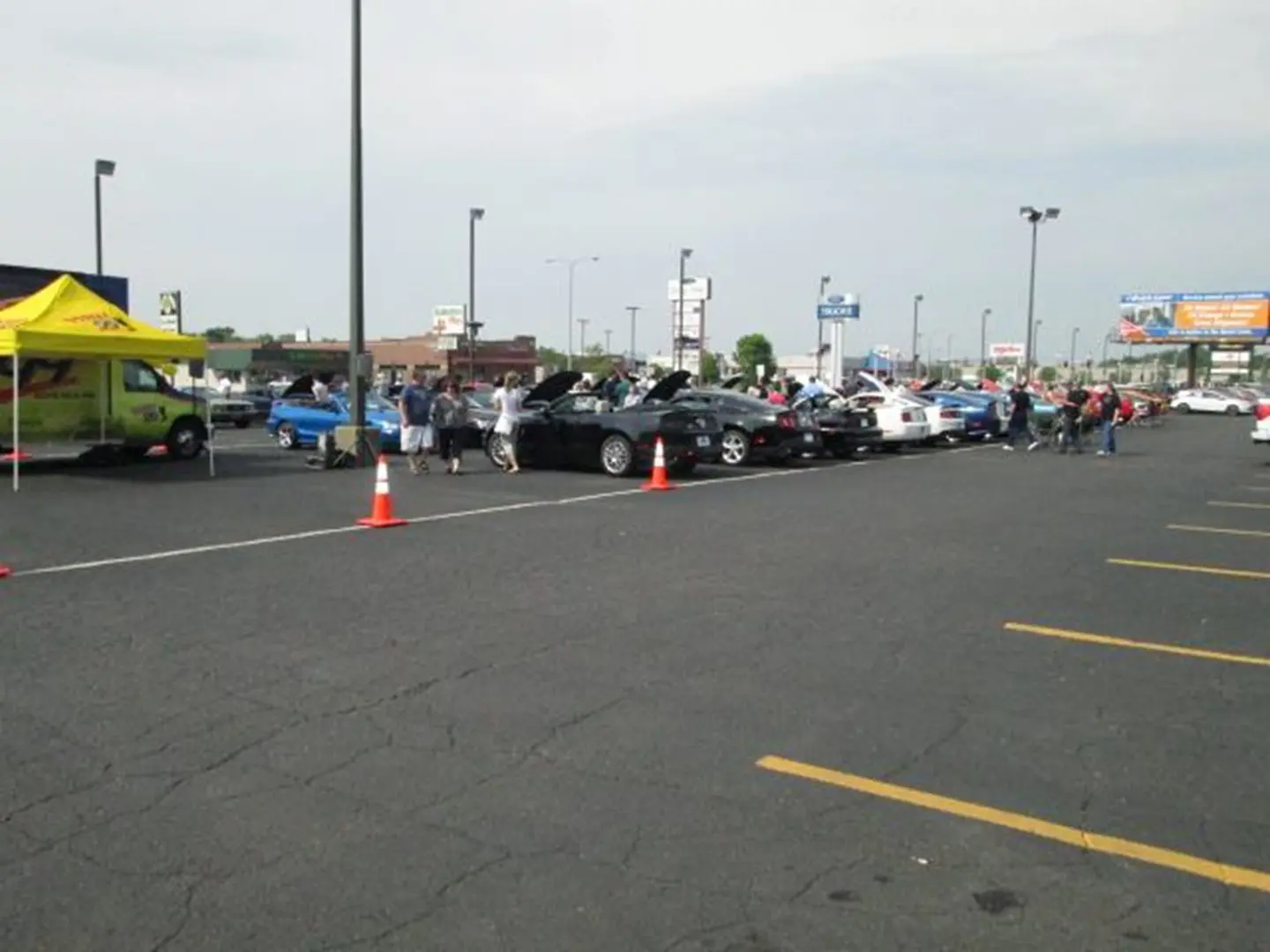 Car show with parked vehicles