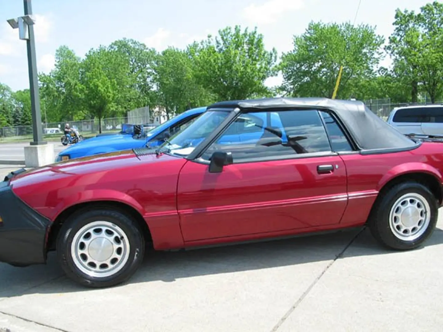 Vintage sports car with black roof