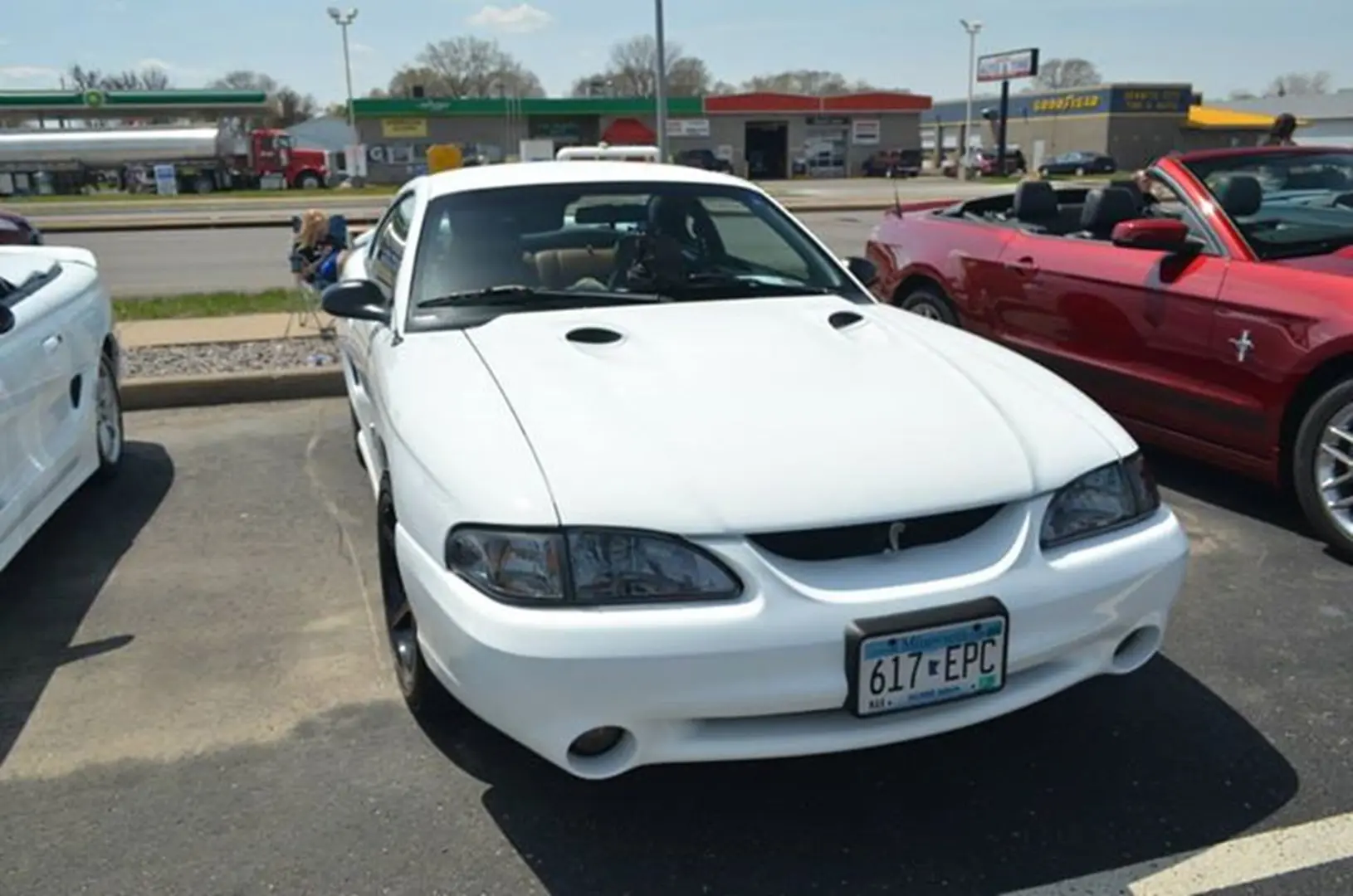 Classic white car with black accents