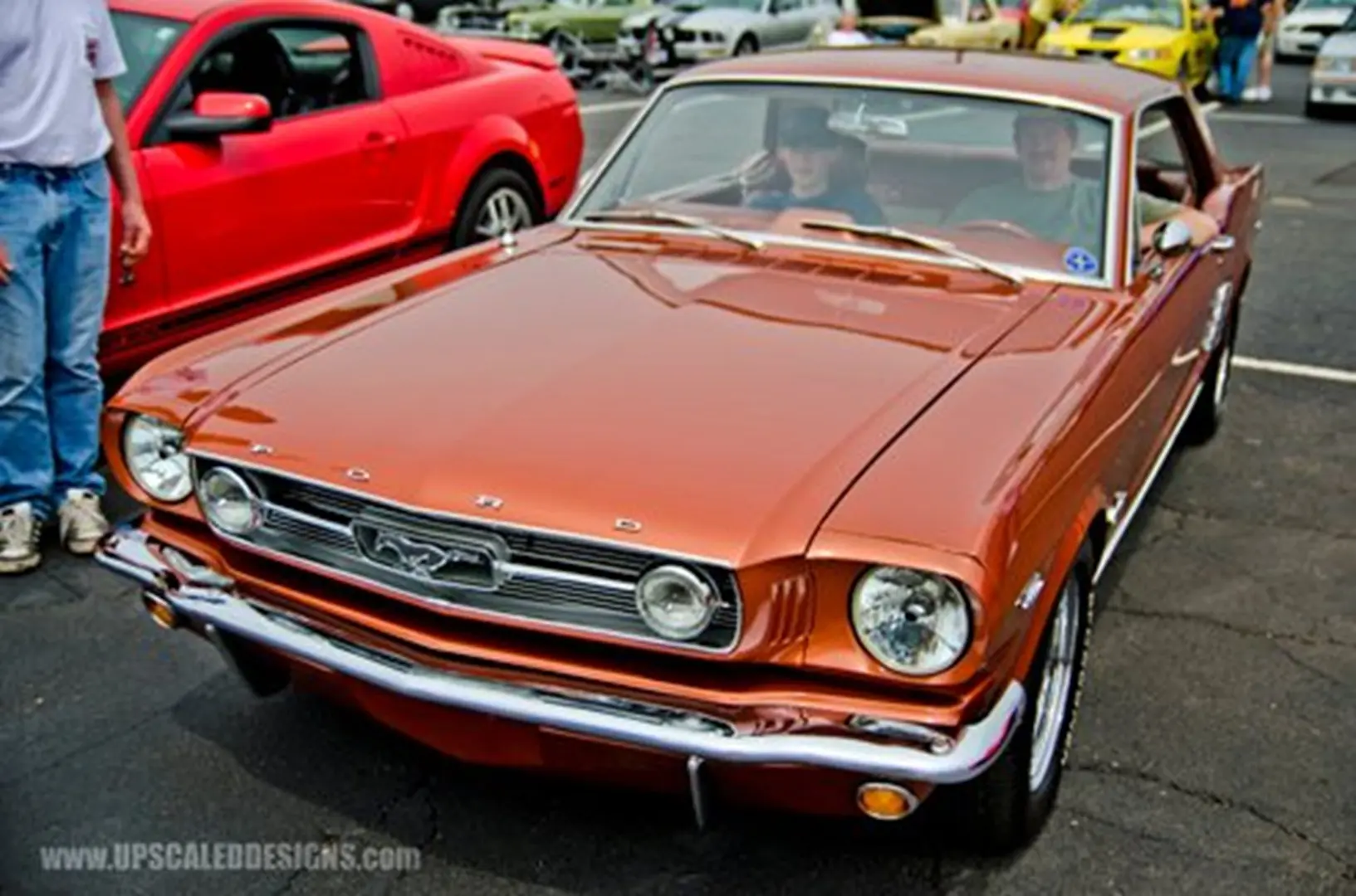 Shiny red Mustang convertible display