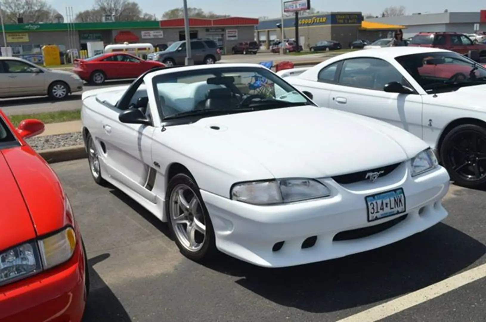 Convertible sports car in parking area