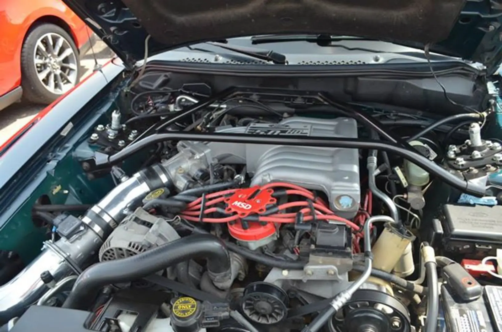 High-performance vehicle engine close-up