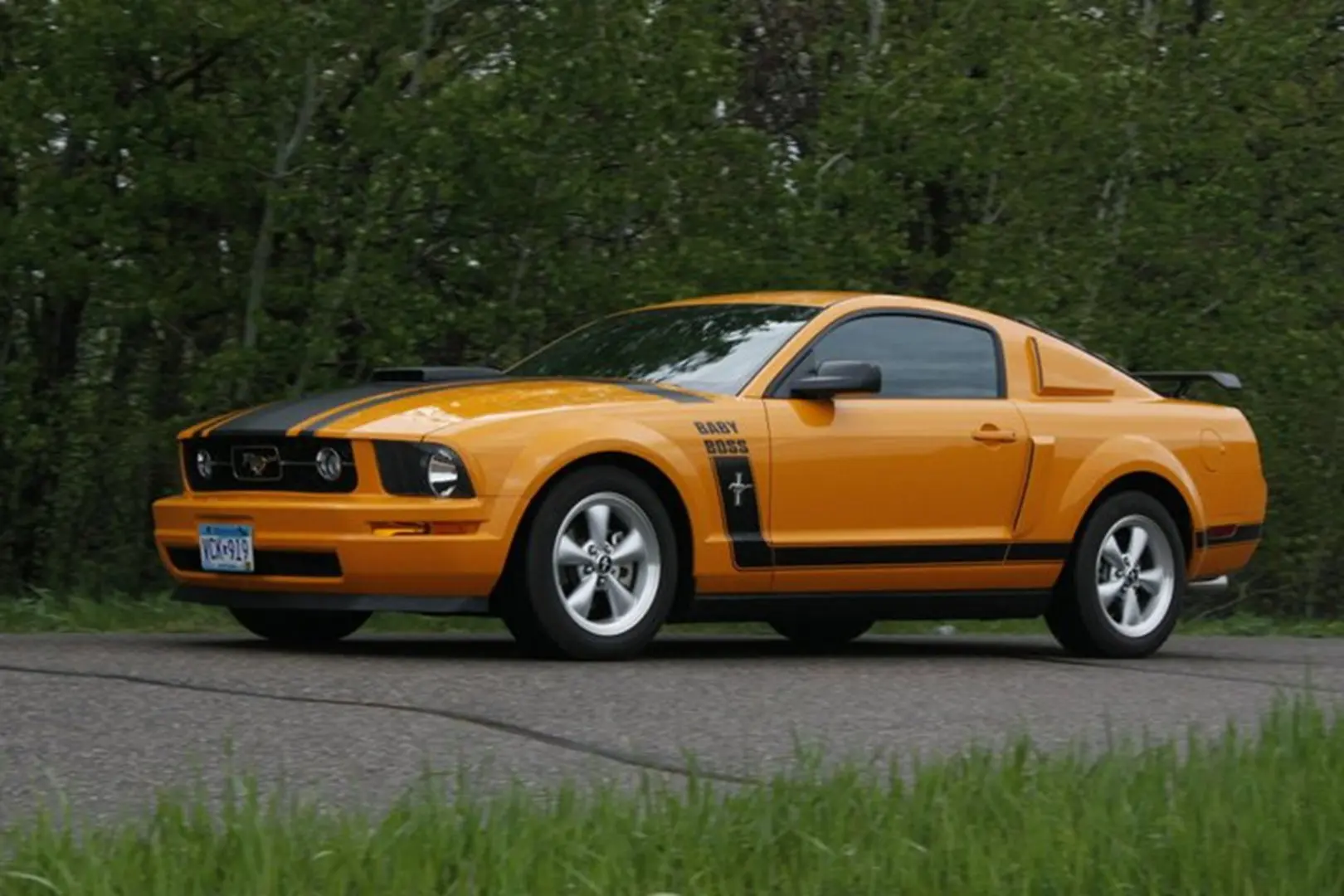 Classic muscle car in motion