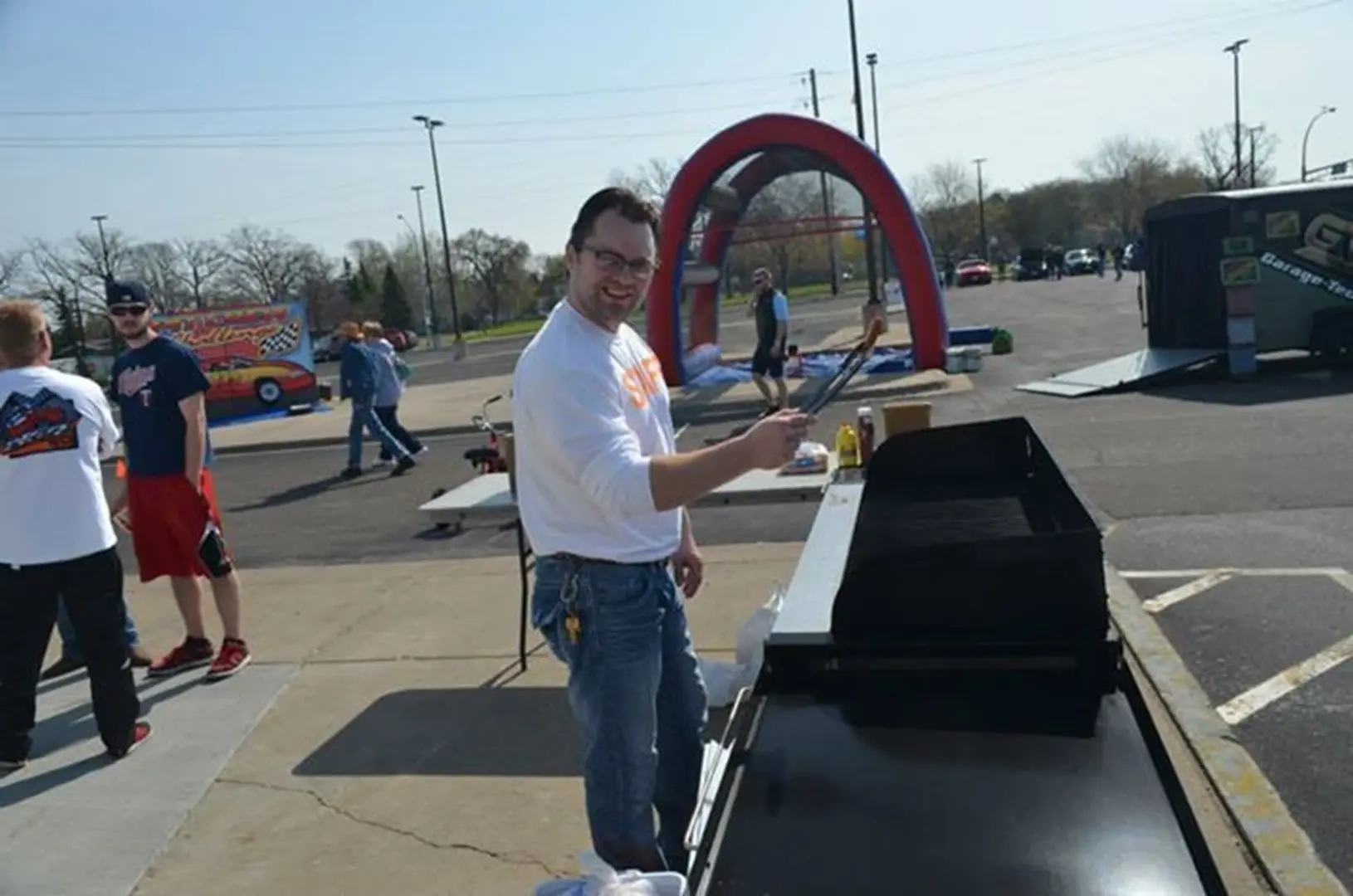 BBQ gathering in parking lot