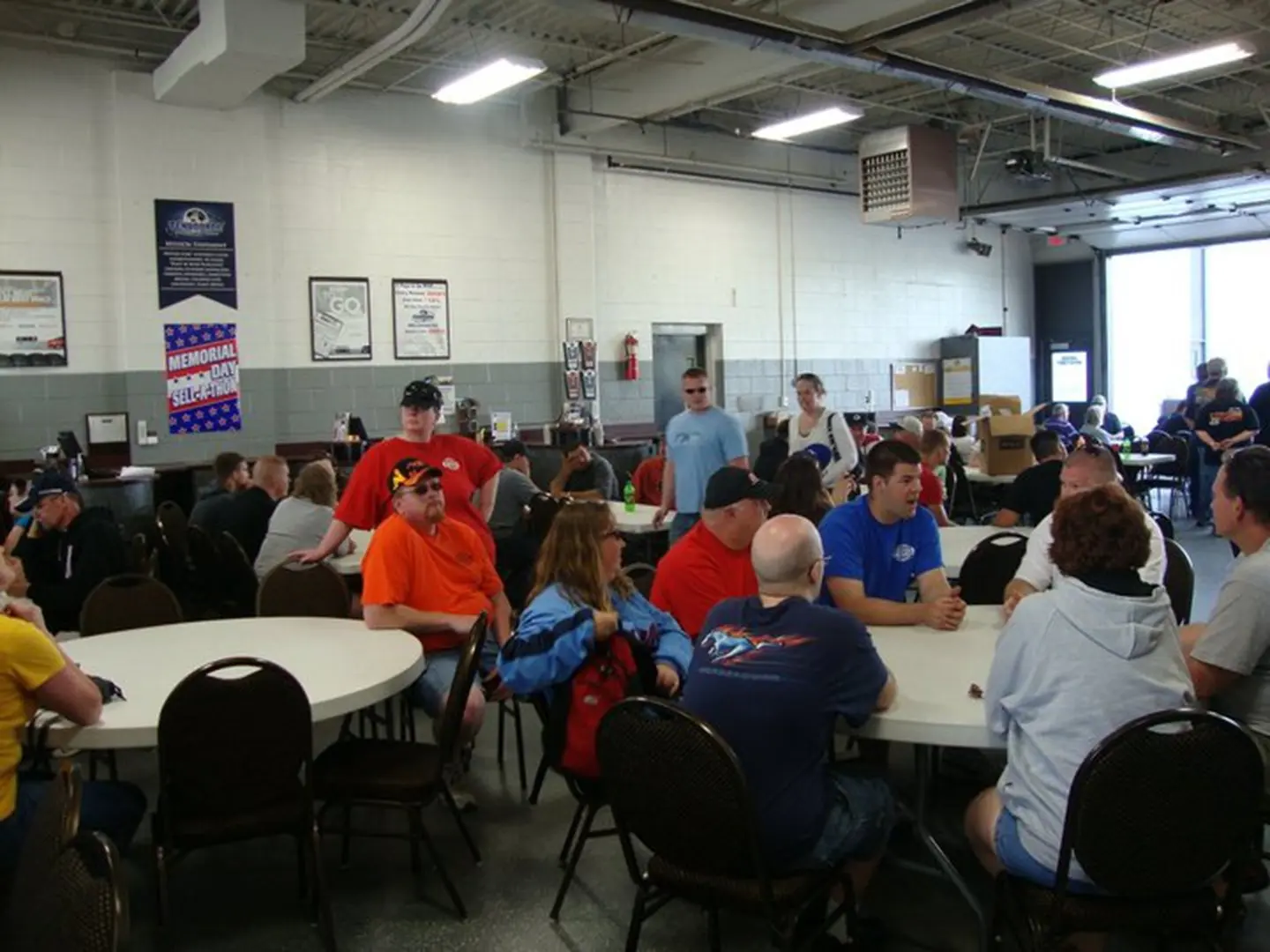 Group meeting in a large hall