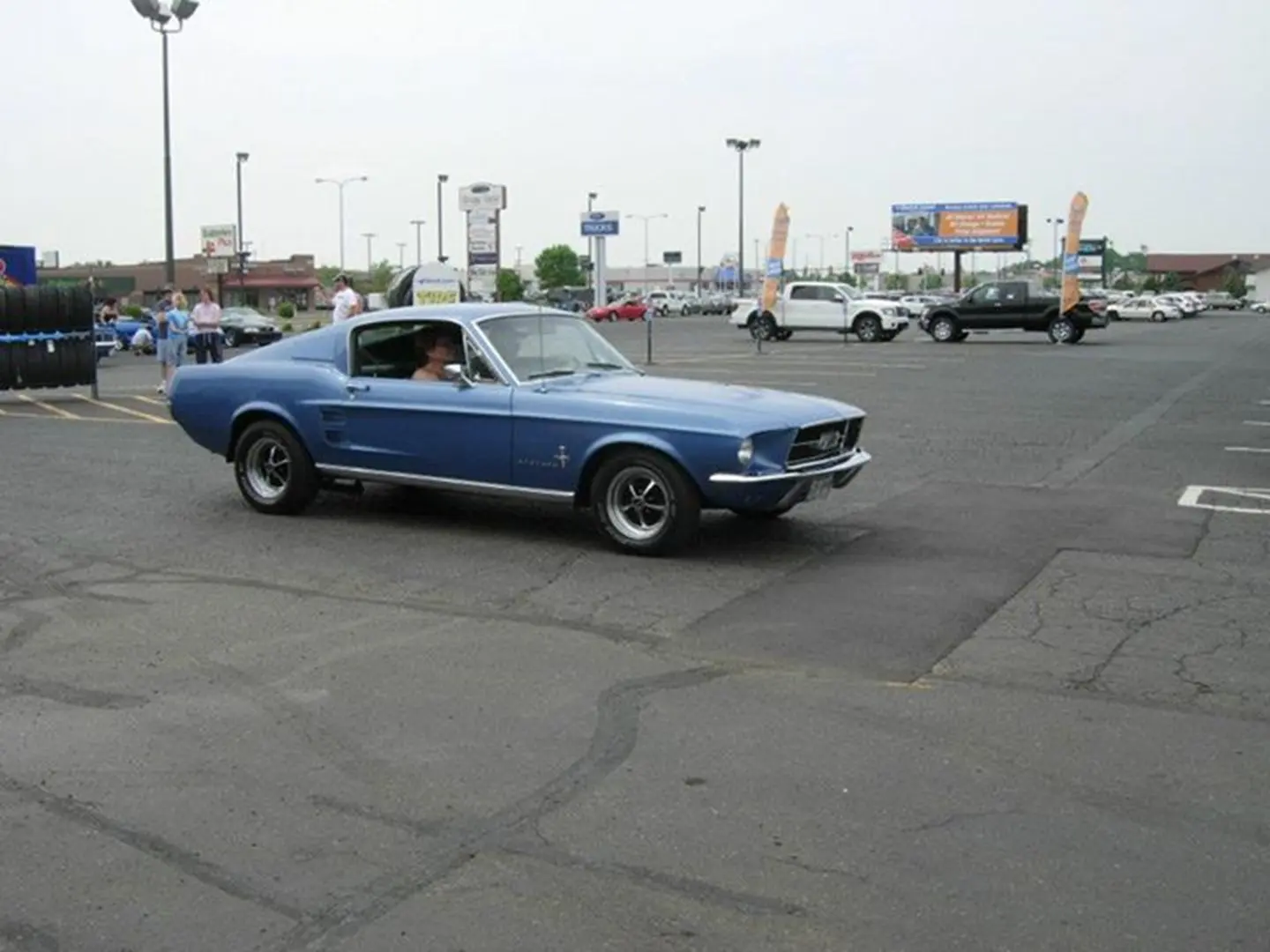Retro vehicle in urban setting
