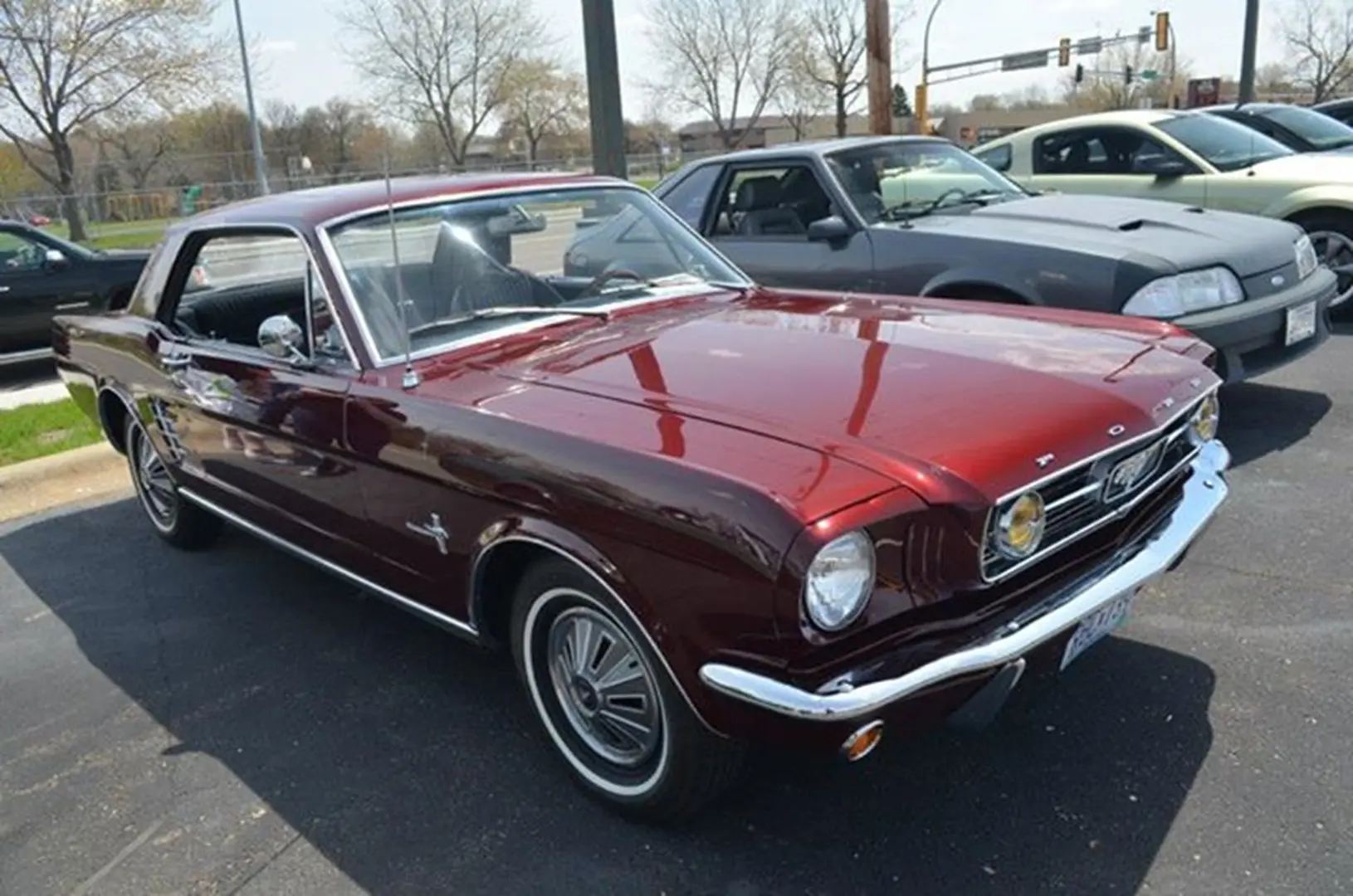 Classic car in parking lot