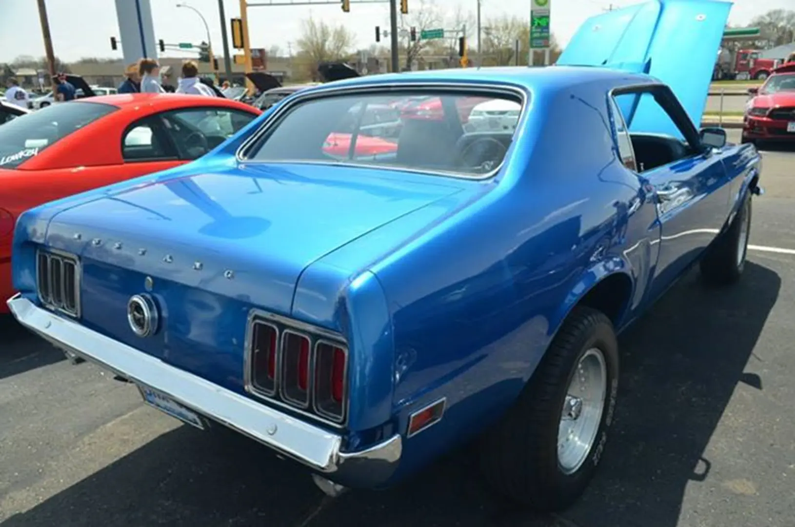Blue classic car at outdoor show