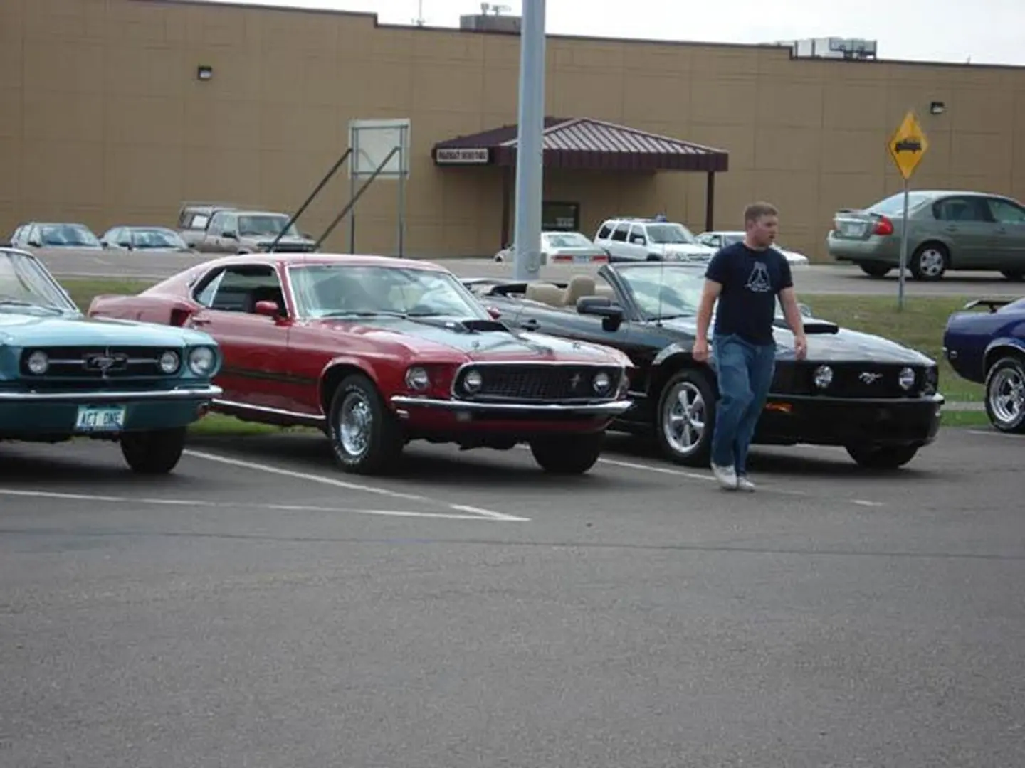 Red and black muscle cars displayed