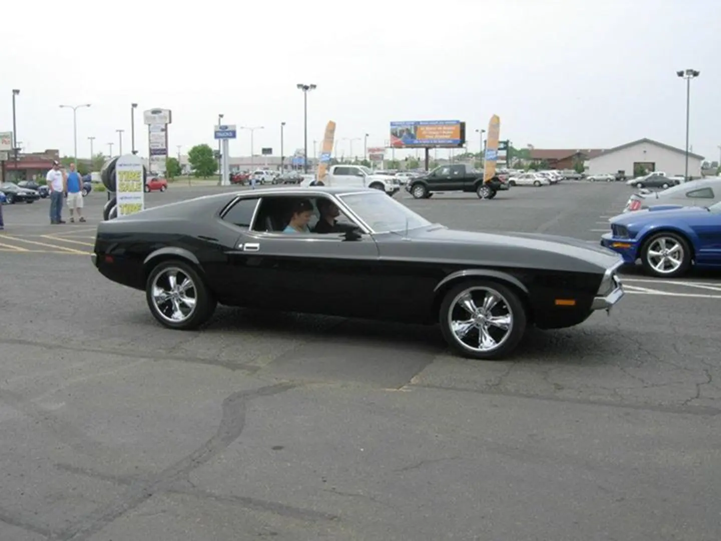 Retro vehicle in parking area