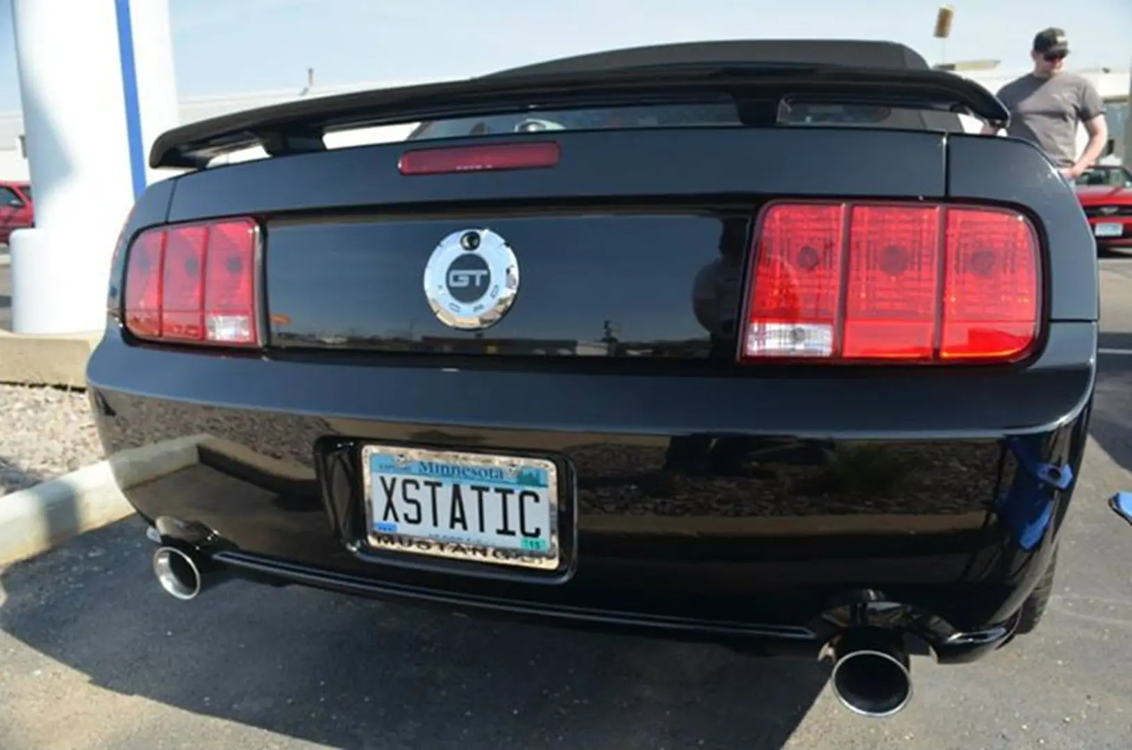 Rear view of black GT car
