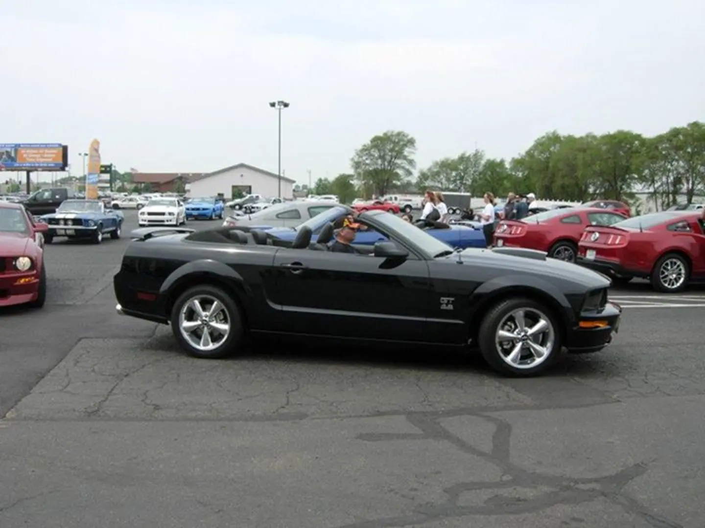 Black convertible sports car at car show
