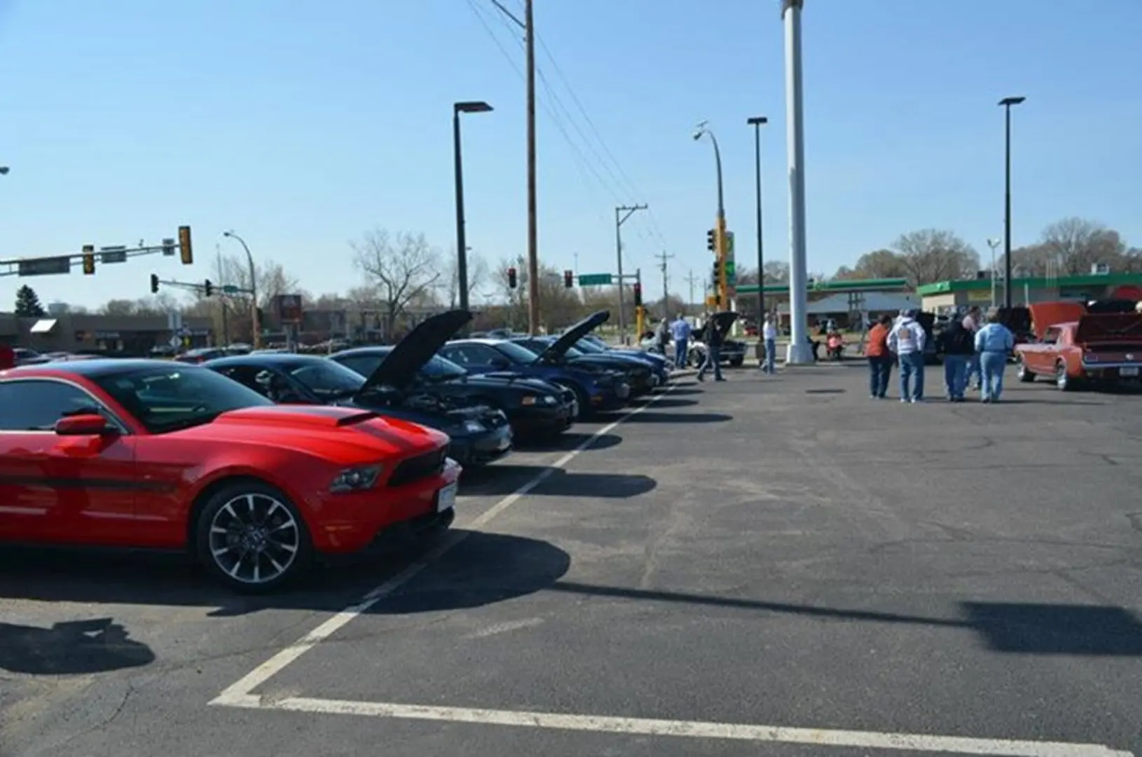 Parking lot with various cars displayed