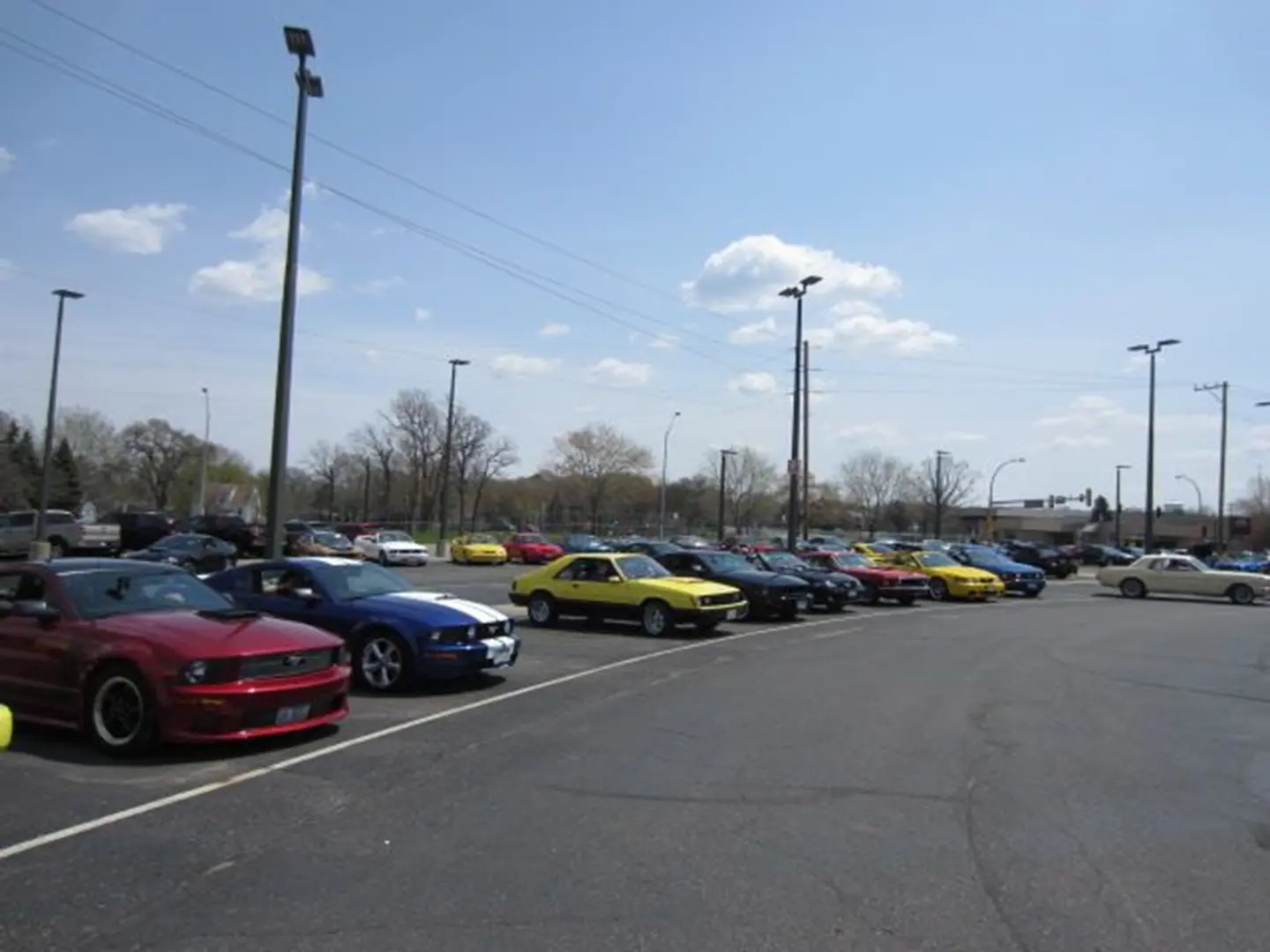 Parking lot filled with colorful cars