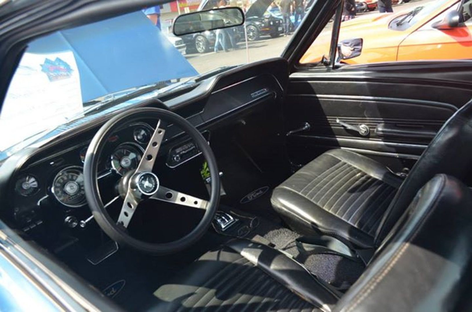 Classic car dashboard and steering wheel
